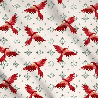 Meterware Parrot pattern ecru
