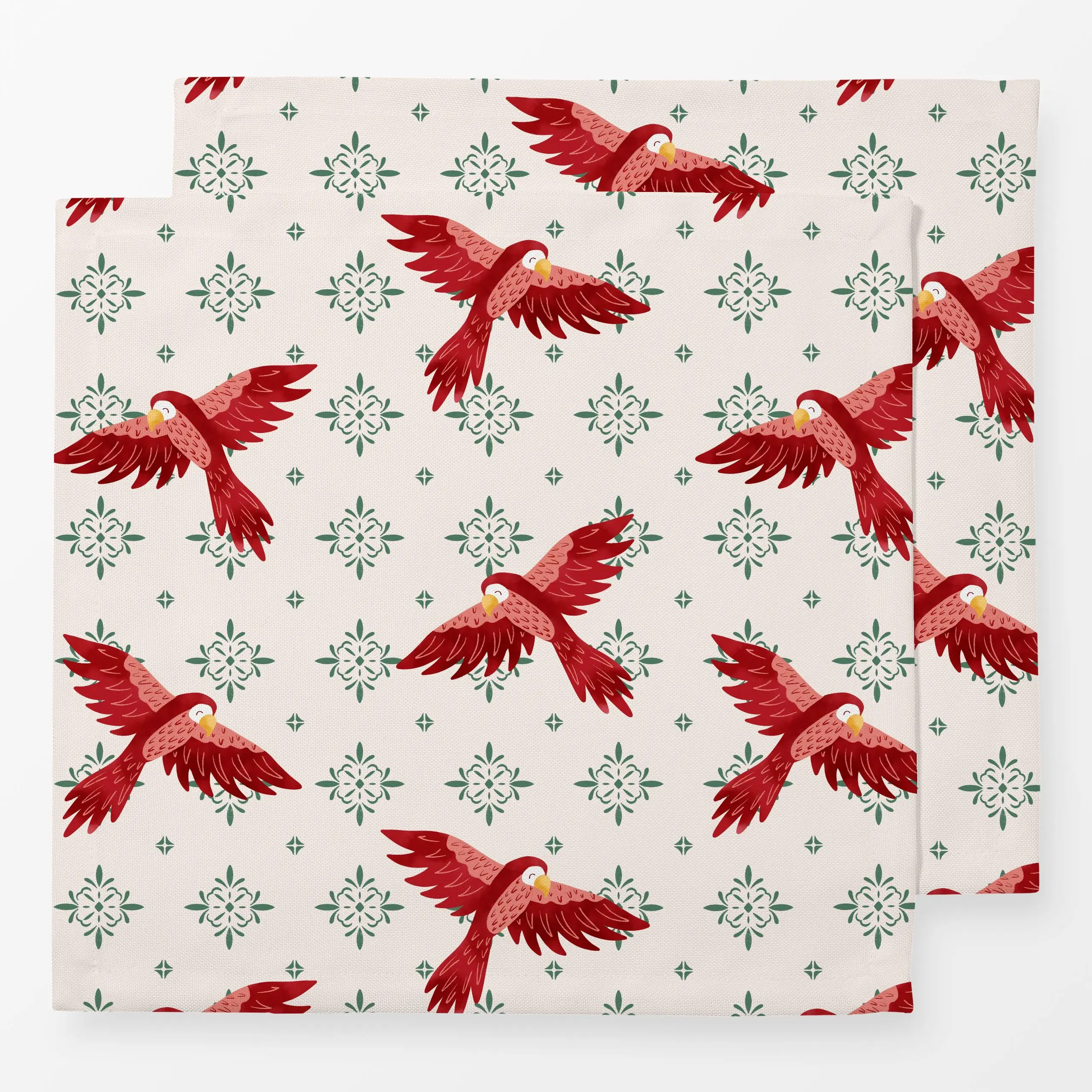 Servietten Parrot pattern ecru - Sommer, Tiere, Symbole & Muster - von „Andrea Liesert"; tropisch, exotisch, Paradise, Urlau...