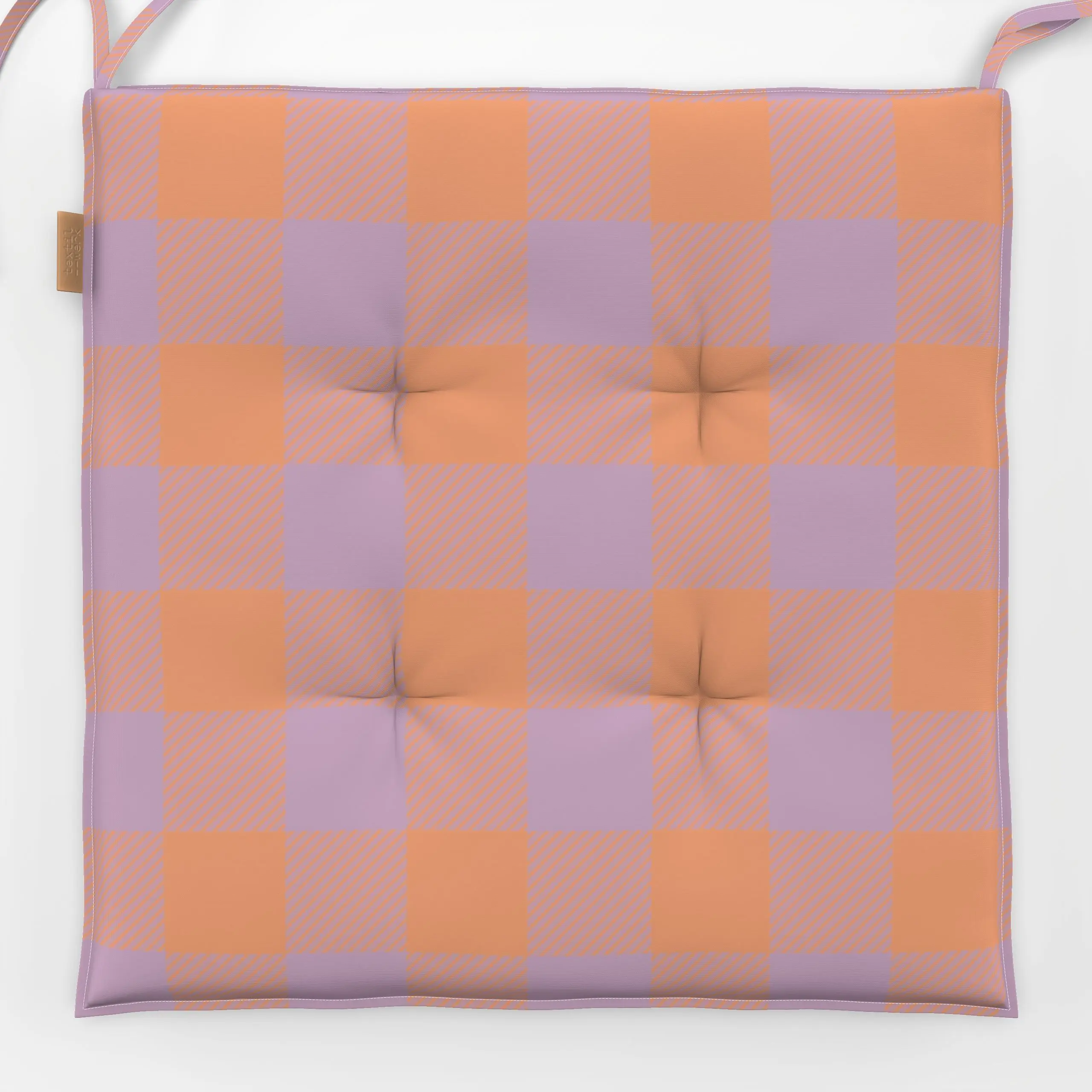 Sitzkissen Modern Gingham Soft Orange - Symbole & Muster - von „Studio ROSAGRAU"; boho, Retro, Karo, lila, kariert, gingham,...