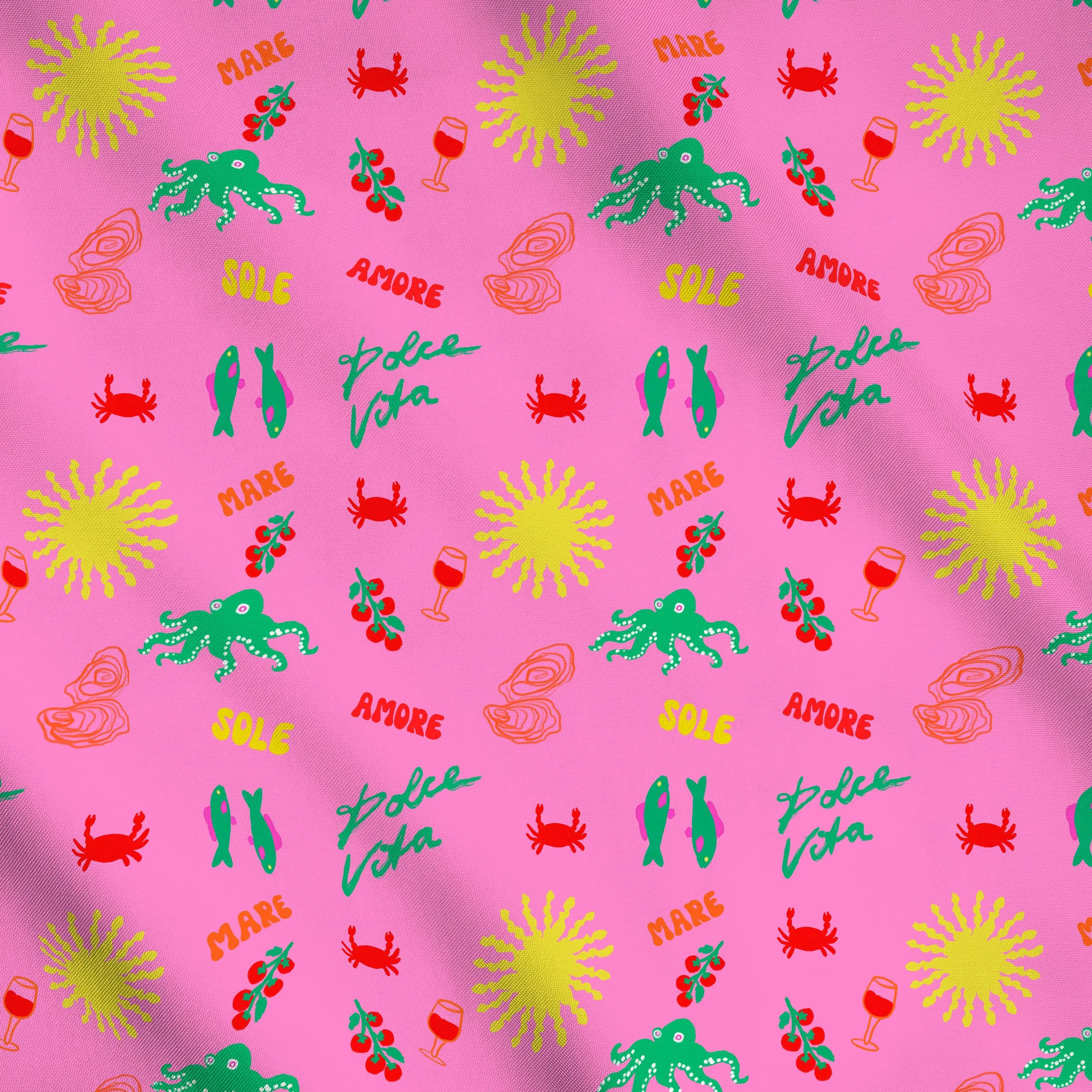 Meterware Sommermix Auf Pink - Sommer, Tiere, Sprüche & Schriftzüge - von „Alisa Knöß"; Spruchkissen, Gartendeko, outdoorkis...