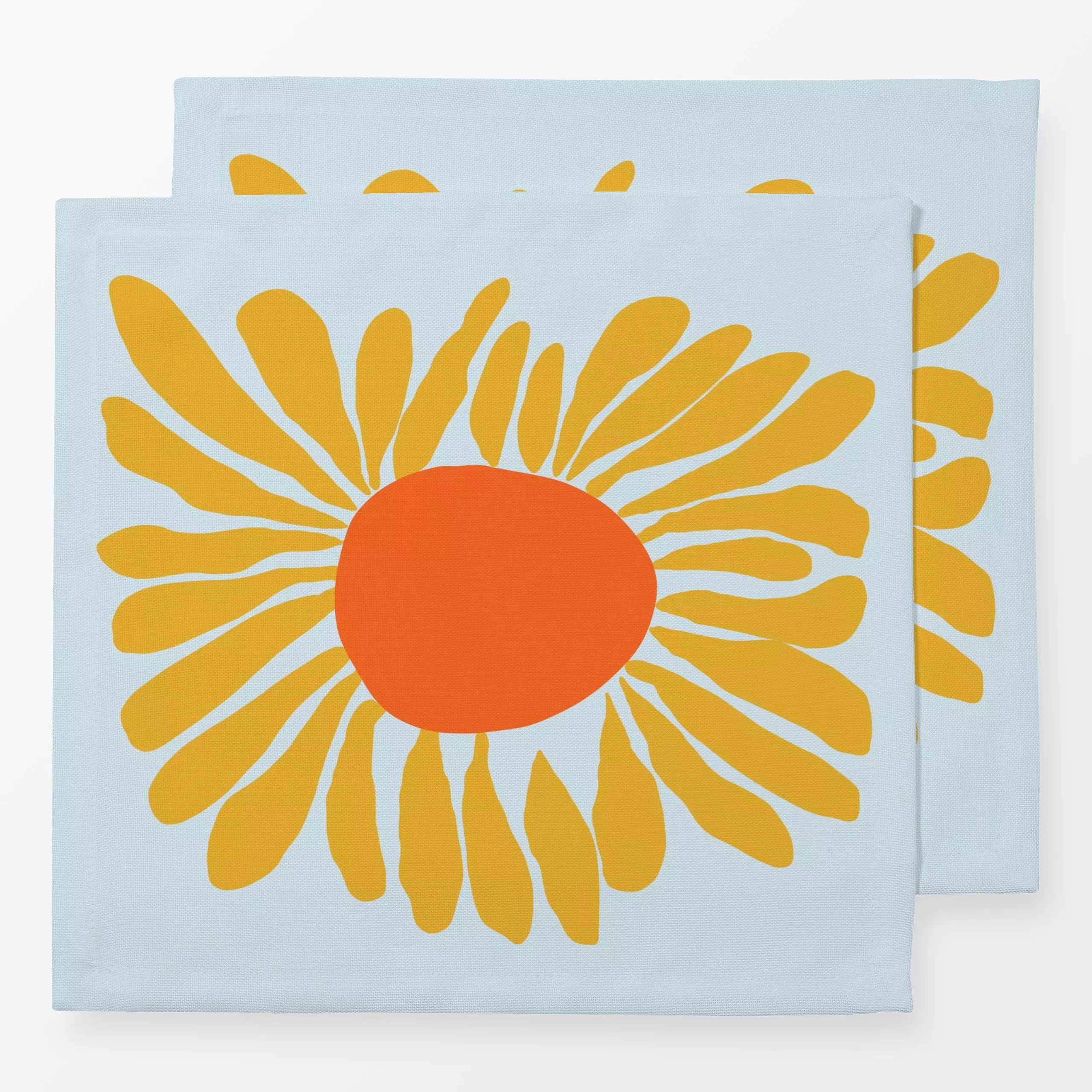 Servietten Moderne Sonnenblume No4 - Herbst, Symbole & Muster - von „Ursula Tücks"; Illustration, Kissen, modern, hellblau, ...