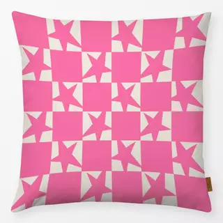 Kissen Checks Stars Pink