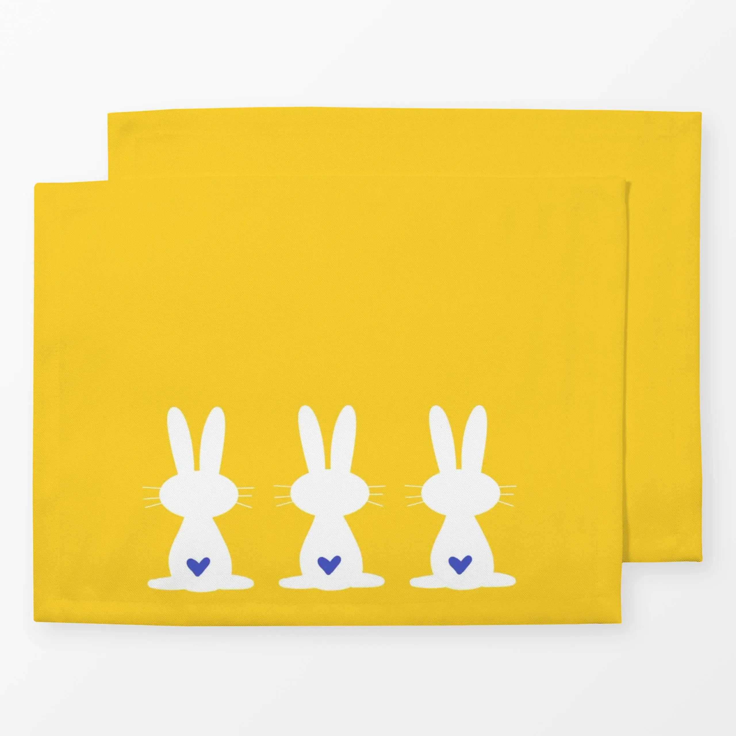 Tischset Hase mit Herz gelb - Frühling, Tiere, Ostern - von „Julia Reyelt"; Hase, Kaninchen, Ostern, Osterhase, Herz, Fruehl...