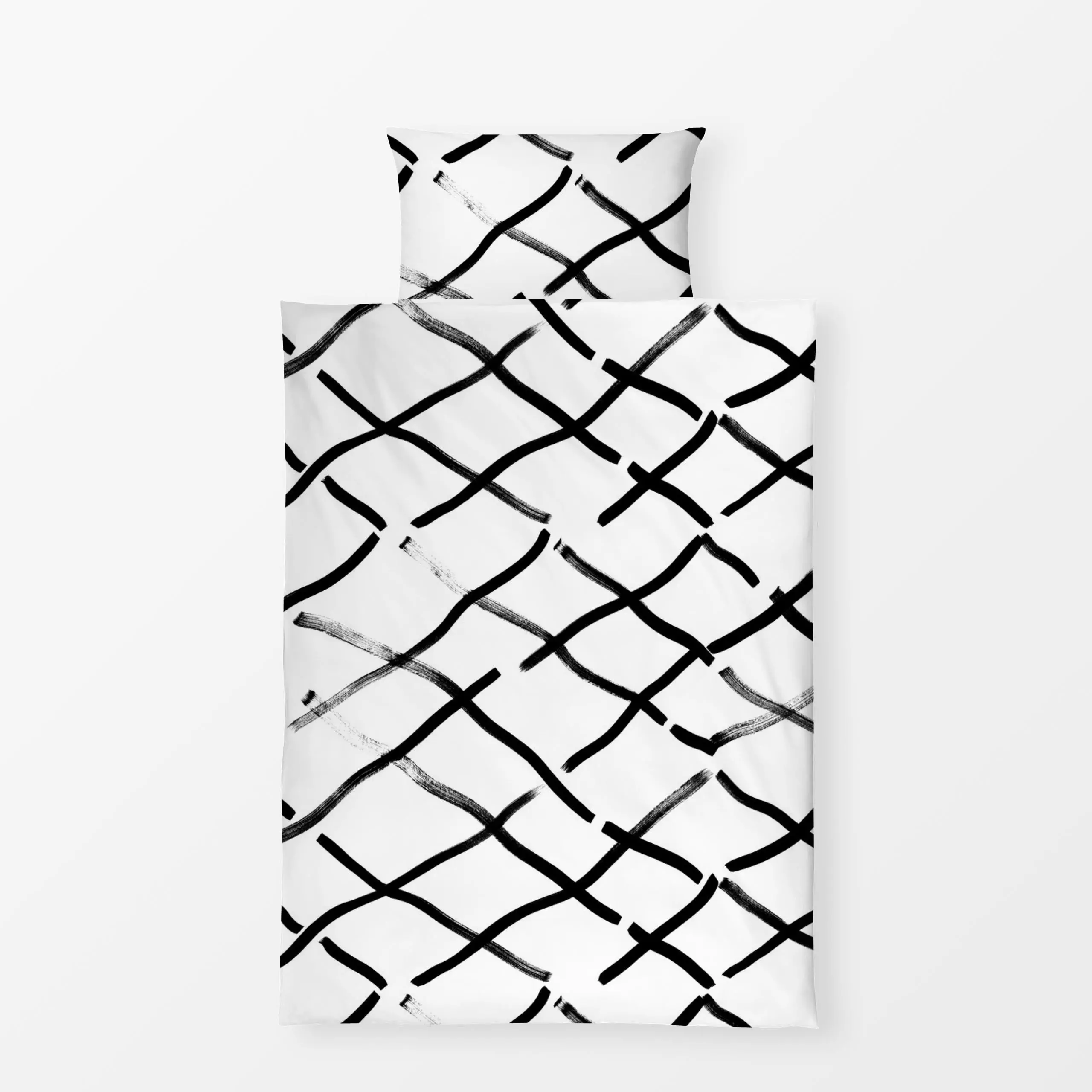 Bettwäsche Crossing Waves - Symbole & Muster - von „Julia Schumacher"; boho, Tusche, schwarz, Textur, Pinsel, abstrakt, skan...