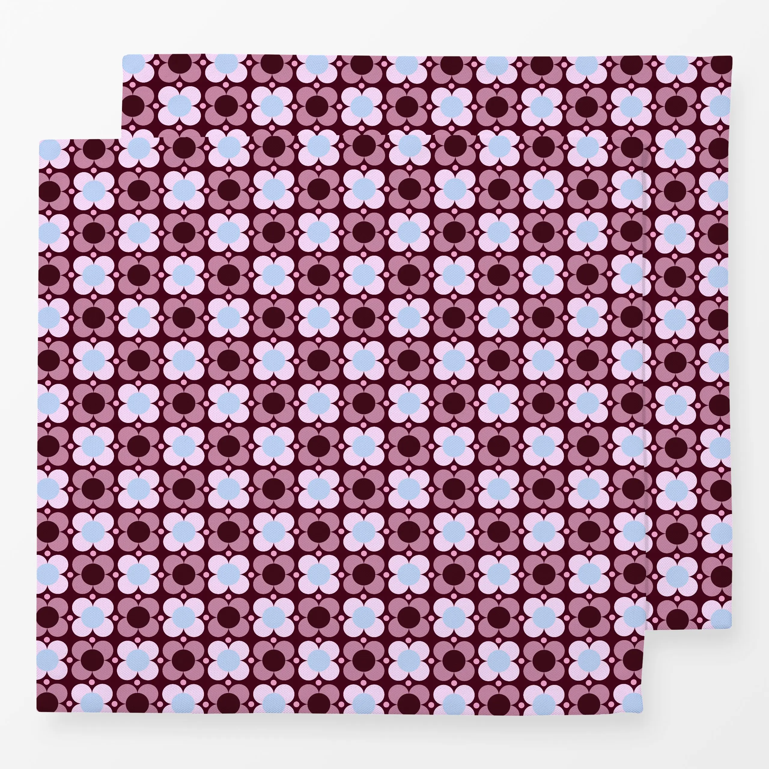 Servietten Blumen Punkte Burgundy - Blumen & Florales - von „Sophie Augustin Illustration"; Punkte, Blumen, Retro, Geometris...