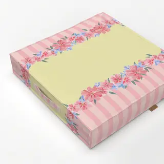 Bodenkissen Blumenborte pink gelb