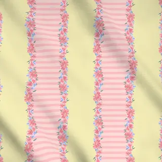 Meterware Blumenborte pink gelb