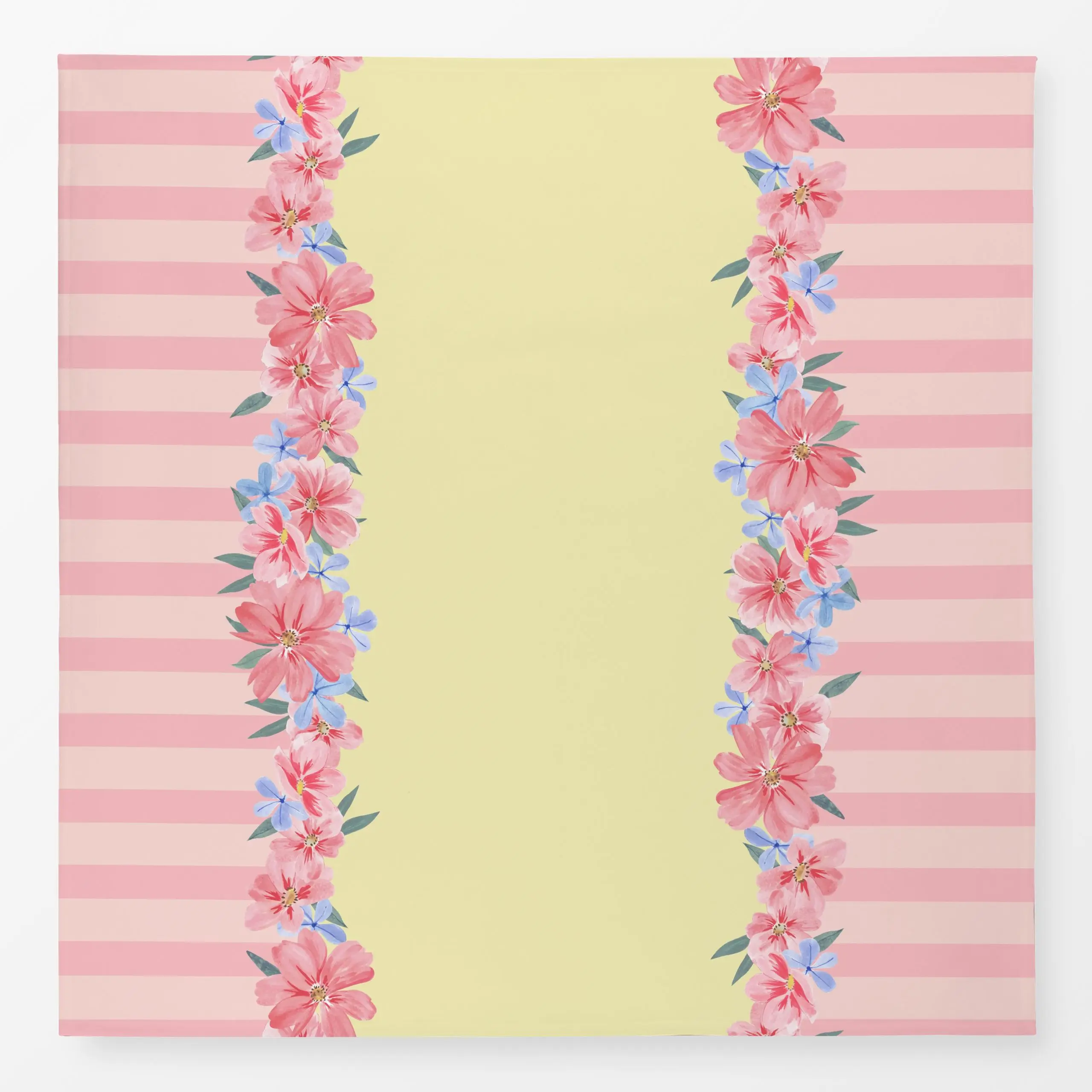 Tischdecke Blumenborte pink gelb - Blumen & Florales, Frühling, Symbole & Muster - von „Katrin Graff"; Streifen, Happy, bold...