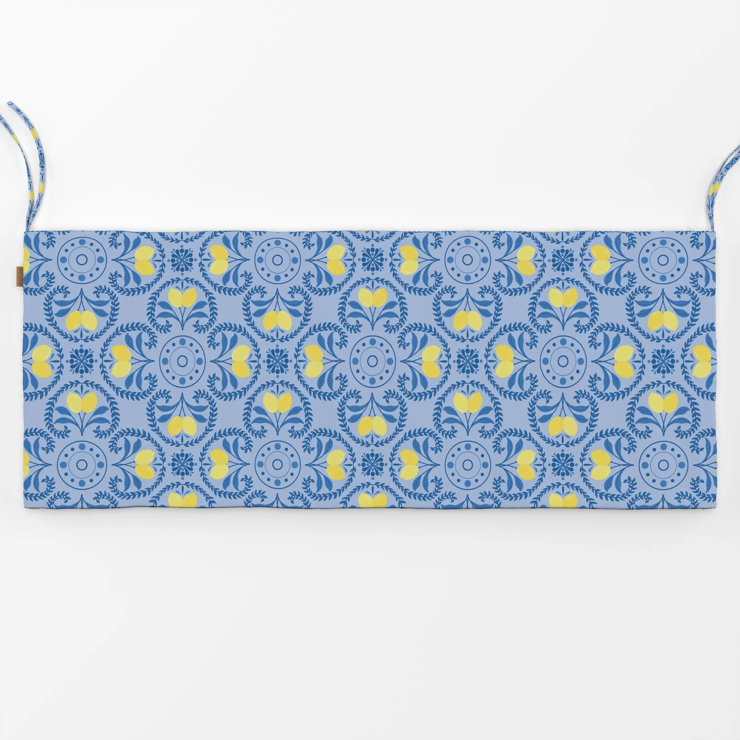 Bankauflage Mediterranean Vibes Blau - Sommer, Symbole & Muster - von „DEINKI"; Sommer, summer, Zitronen, mediterranean, Mit...