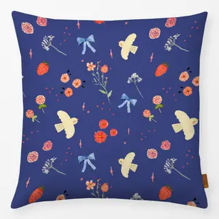 Kissen Midsummer floral birds blue