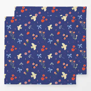 Servietten Midsummer floral birds blue