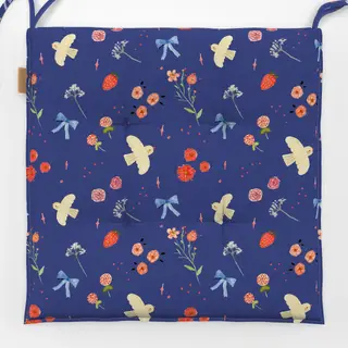 Sitzkissen Midsummer floral birds blue