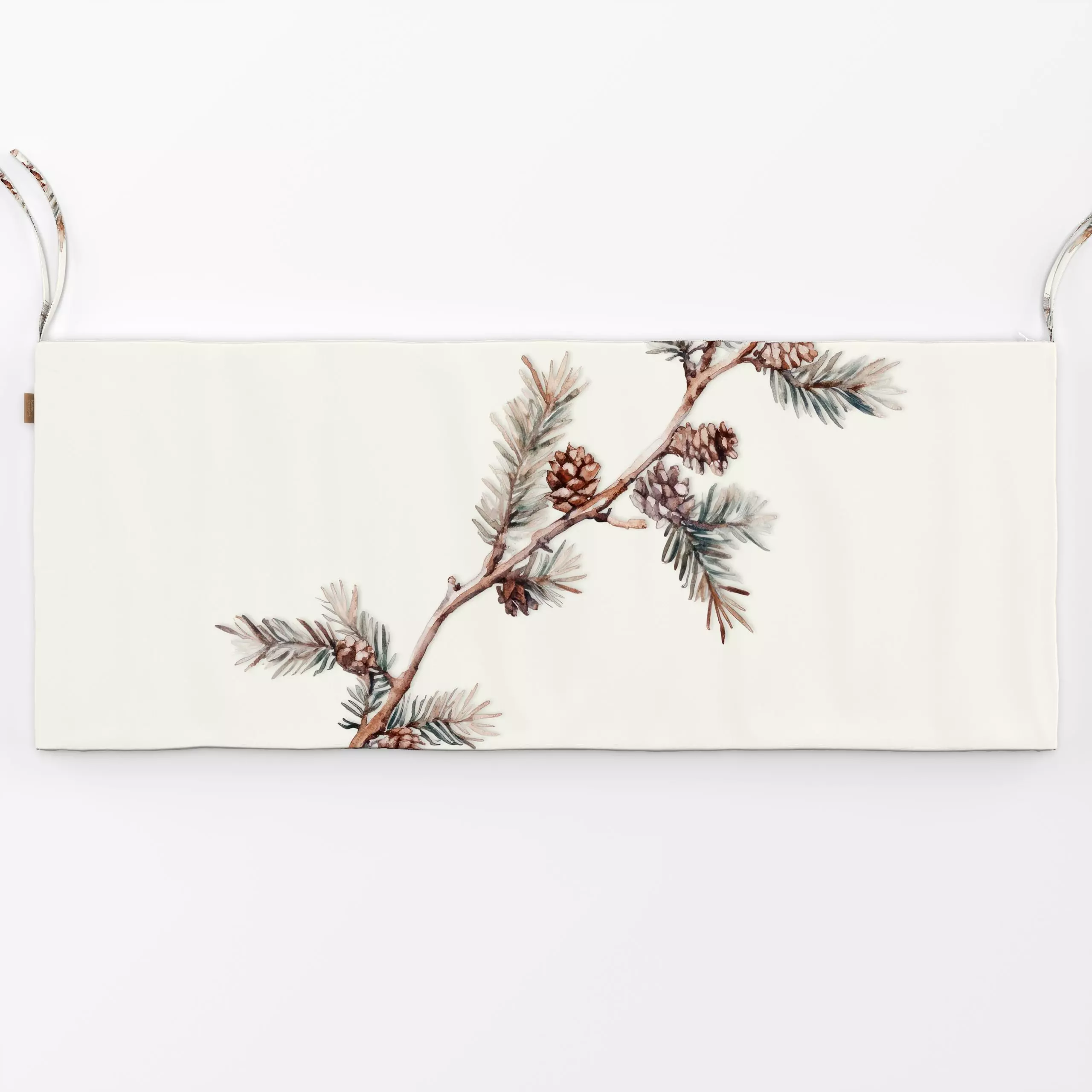 Bankauflage Cozy Xmas Tannenzweig - Weihnachten, Winter - von „Monika Strigel"; minimal, Hygge, Cozy, Tannenzapfen, beige, k...