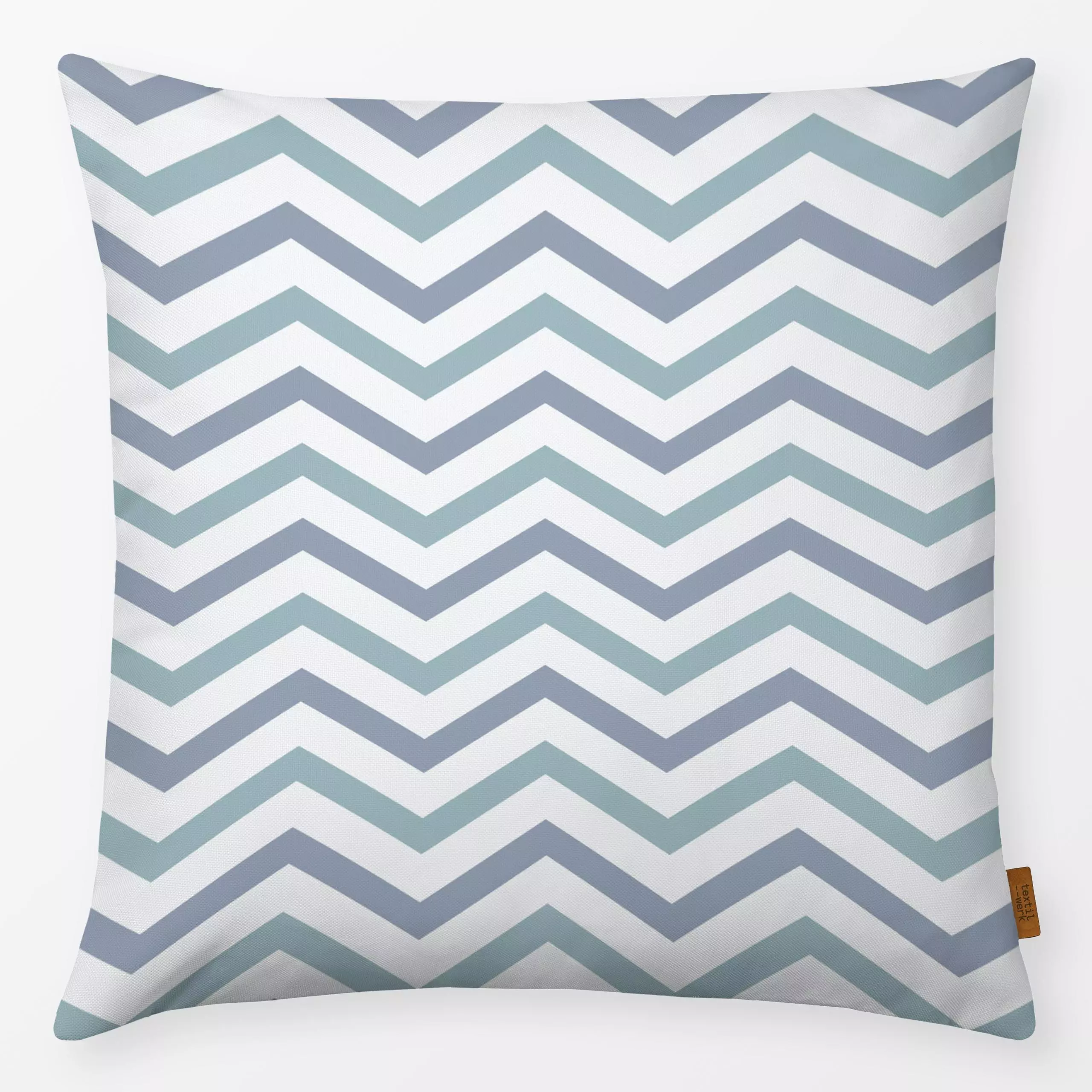 Kissen Chevron blue turquoise - Symbole & Muster - von „Kathrin Woo"; Muster, minimal, Geometrisch, Kinderzimmer, Zickzack, ...
