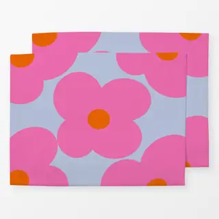 Tischset Butterblümchen Pink Auf Blau