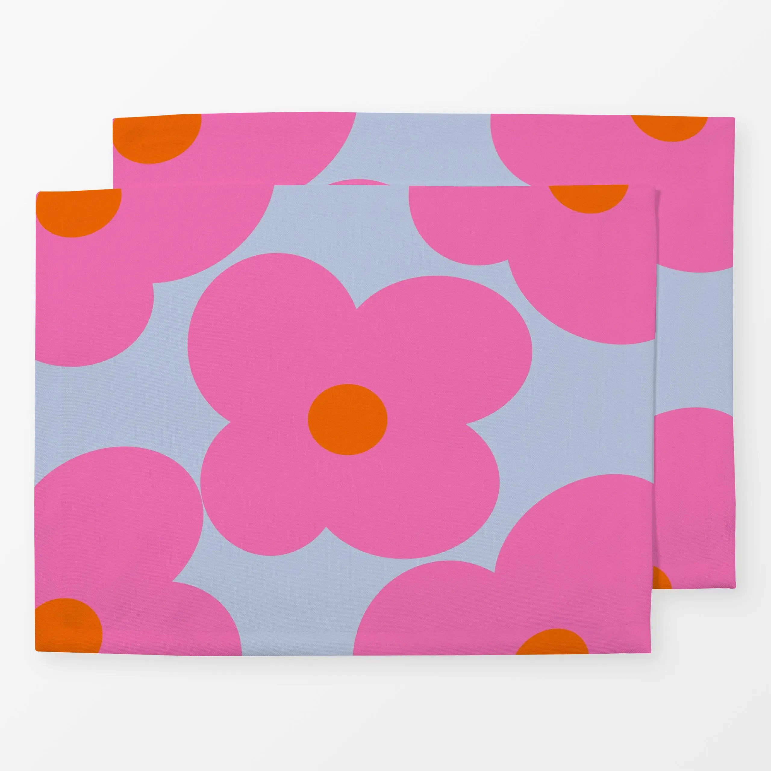 Tischset Butterblümchen Pink Auf Blau - Blumen & Florales, Frühling, Ostern - von „Alisa Knöß"; skandinavisch, modern, gesch...