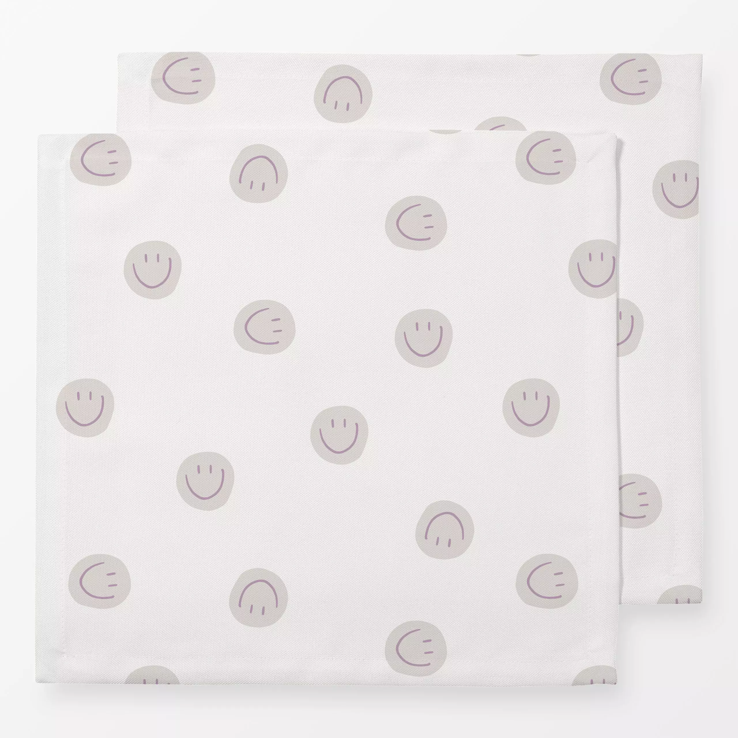 Servietten SMILE PATTER LILAC - Symbole & Muster - von „Kruth Design"; Sommerblumen, bunt, witzig, Gesichter, spring