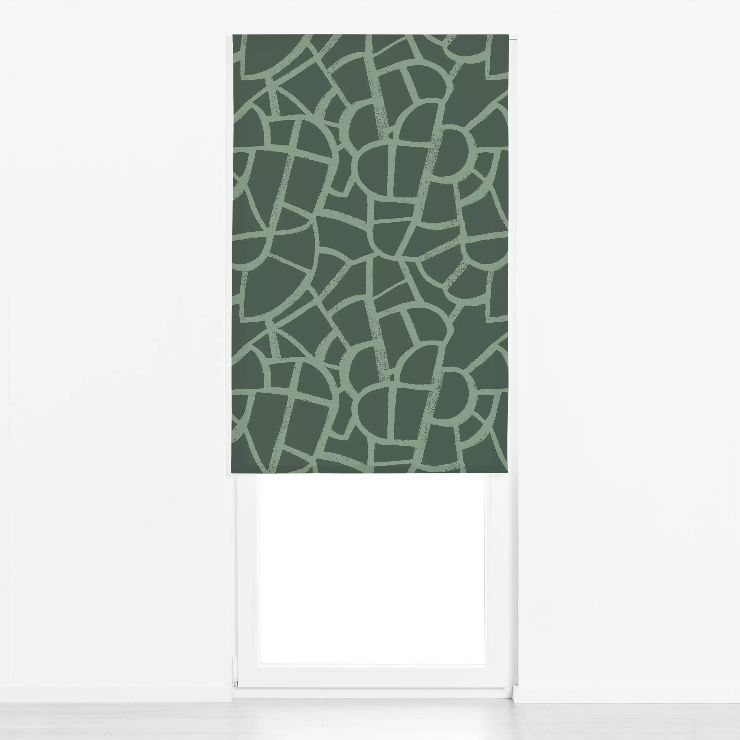 Raffrollo Abstract Shapes Grün - Natur & Landschaft, Symbole & Muster - von „Studio Kesse"; boho, Natur, abstrakt, mediterra...