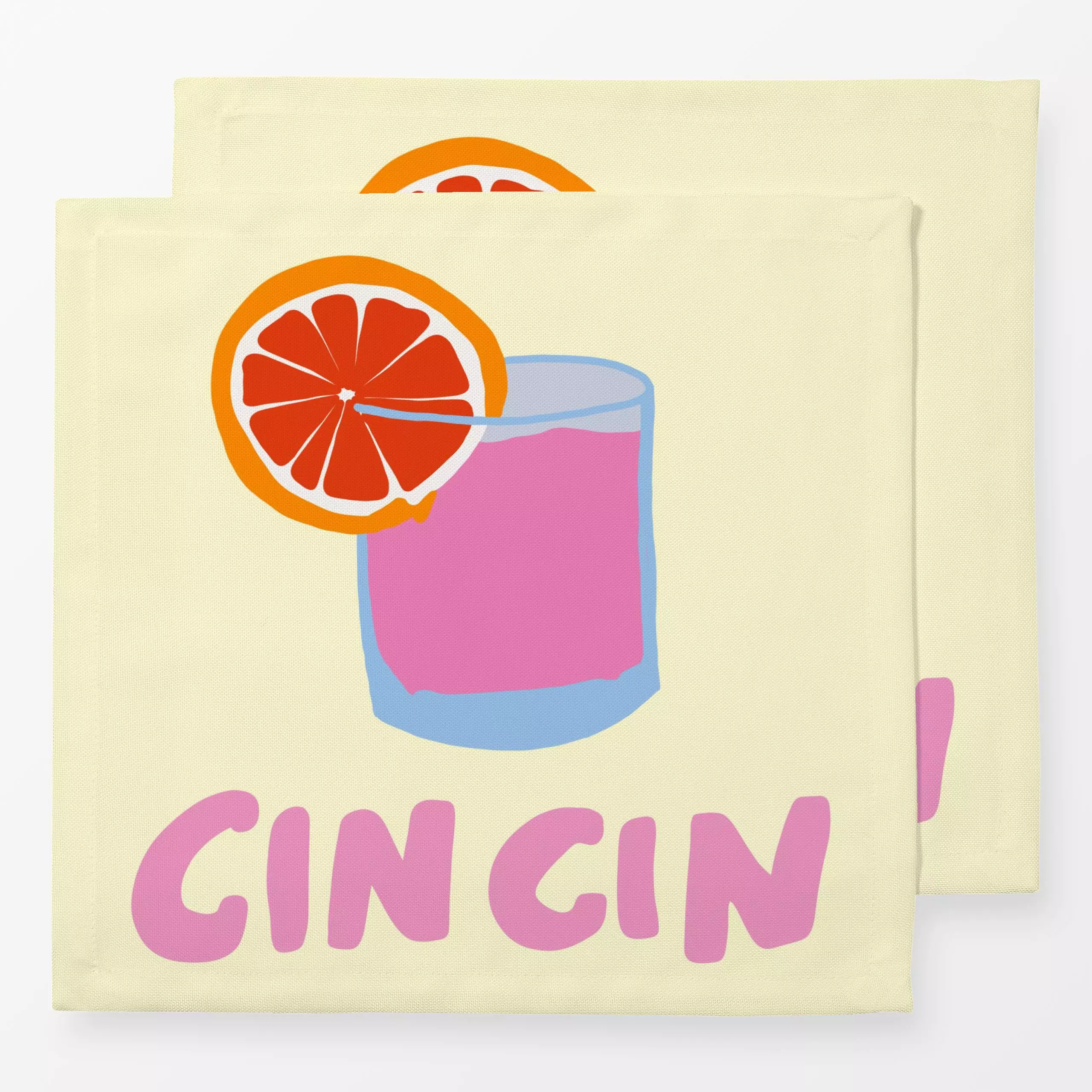 Servietten Cin Cin - Sommer, Küche, Essen & Trinken - von „textilwerk“; Illustration, skandinavisch, Sommer, Urlaub, bunt, m...