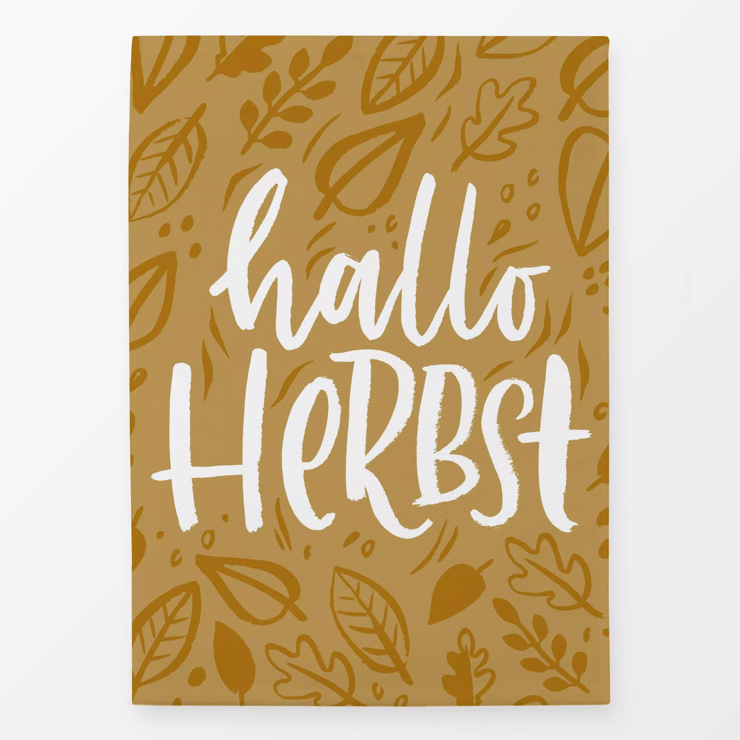 Geschirrtücher Hallo Herbst senf - Herbst, Pflanzen & Botanik - von „Katrin Graff"; Blatt, Blätter, Cozy, Herbst, Herbstdeko...