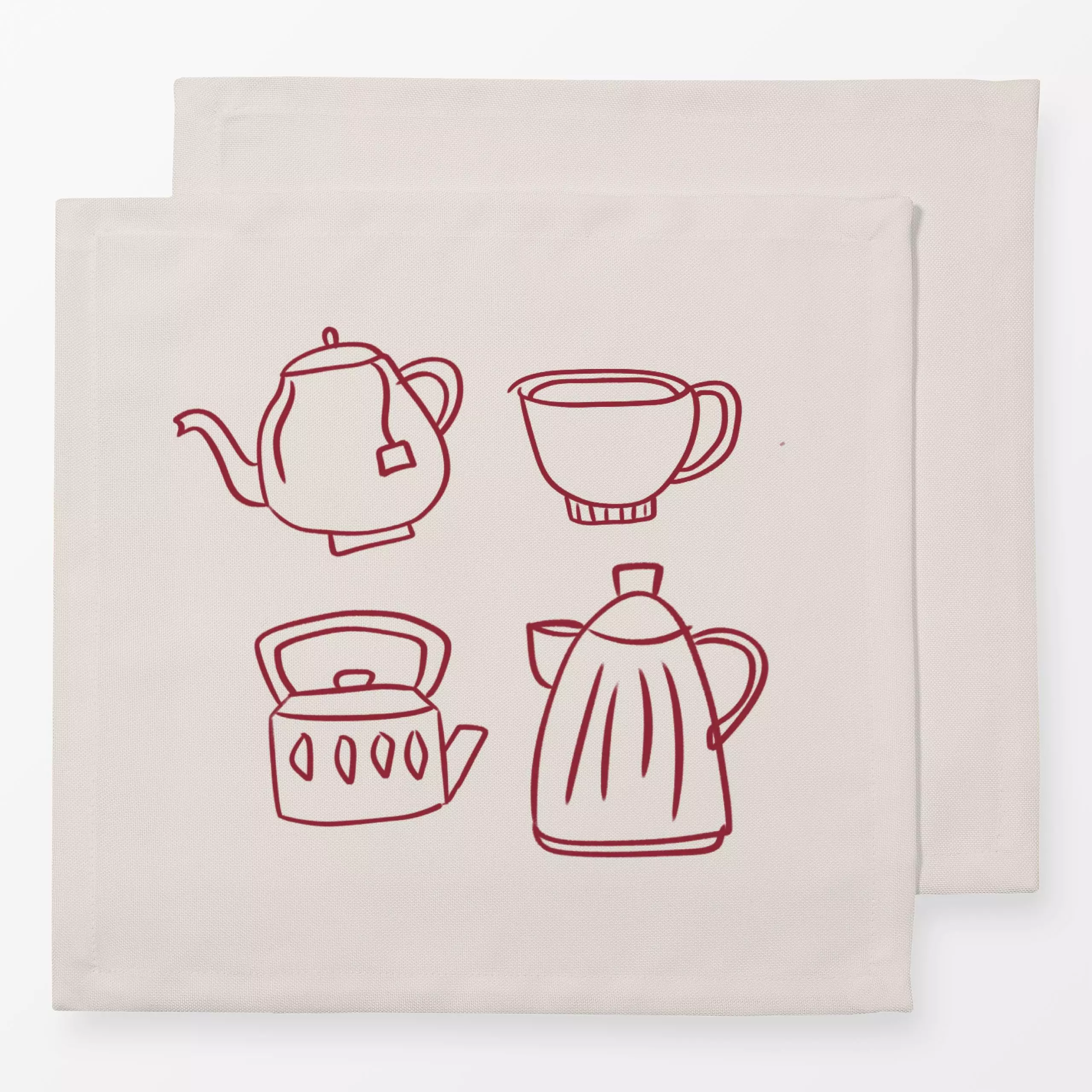 Servietten Kaffee Tee Dunkelrot - Weihnachten, Anlässe - von „textilwerk"; Illustration, skandinavisch, Weihnachten, Weihnac...