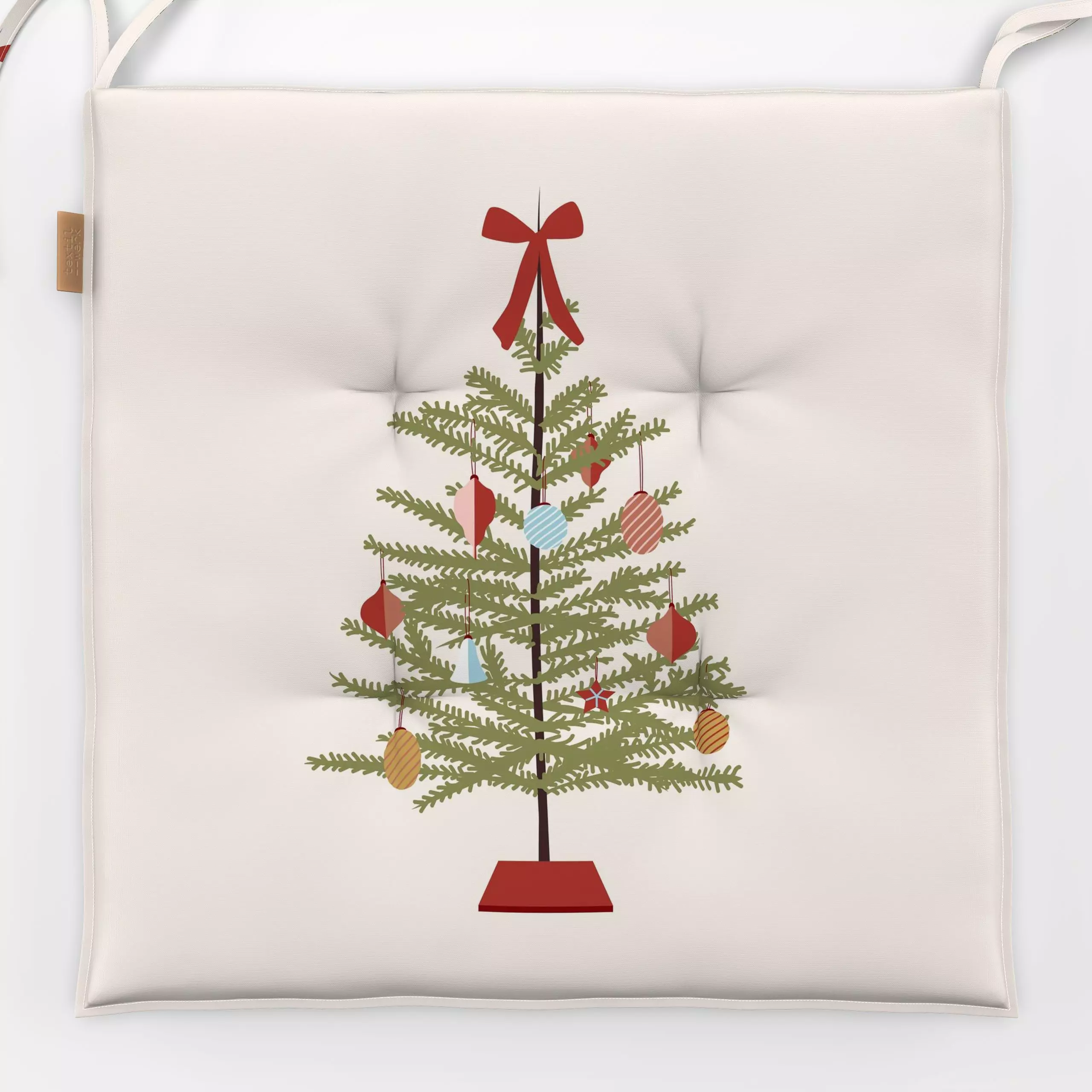 Sitzkissen Christmas Tree with a Bow - Weihnachten, Winter - von „Jana Moßmann"; Weihnachtsbaum, Weihnachten, Weihnachtsdeko...