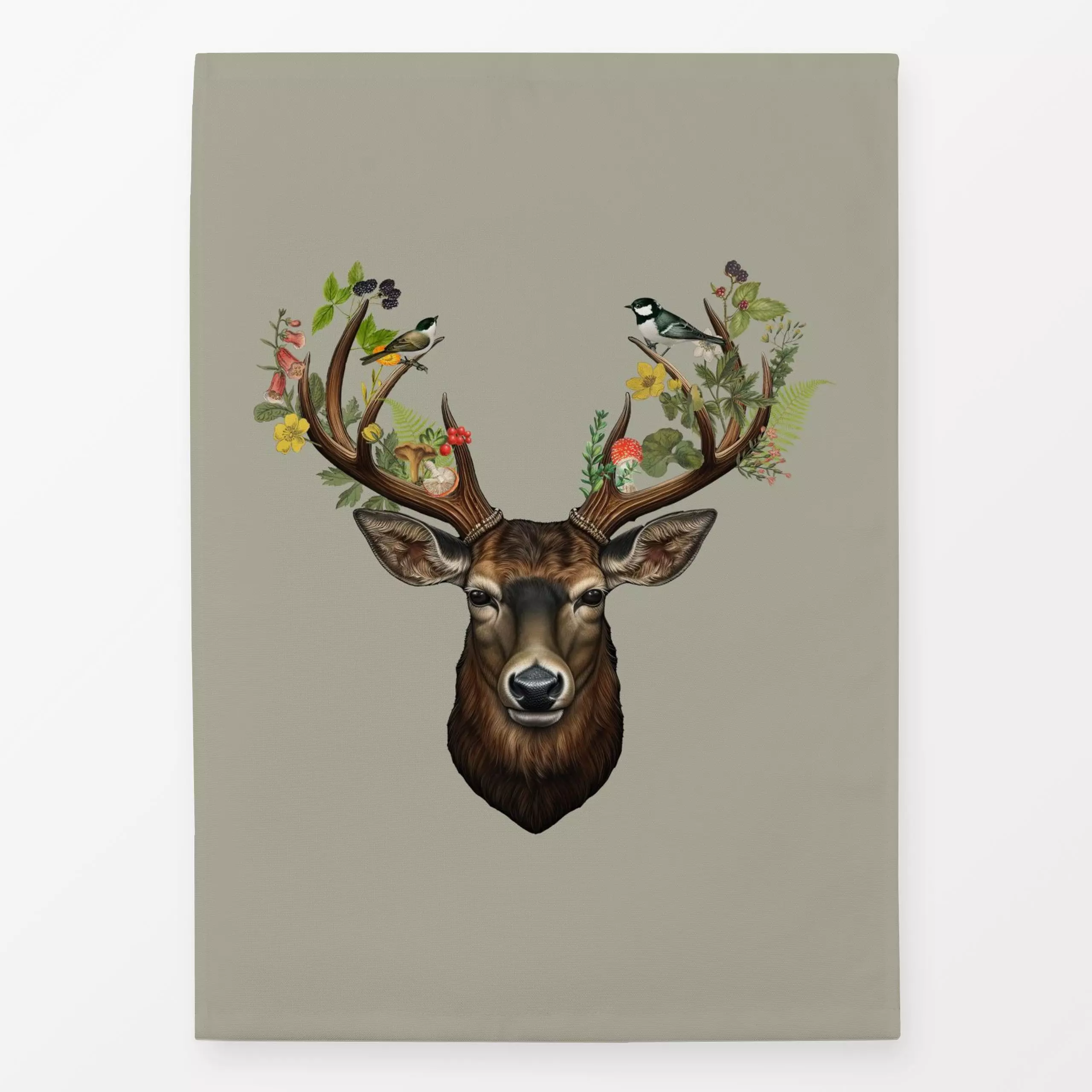 Geschirrtücher König des Waldes - Herbst, Tiere, Pflanzen & Botanik - von „Uta Naumann"; Farn, Beeren, Wald, Vogel, Wildtier...