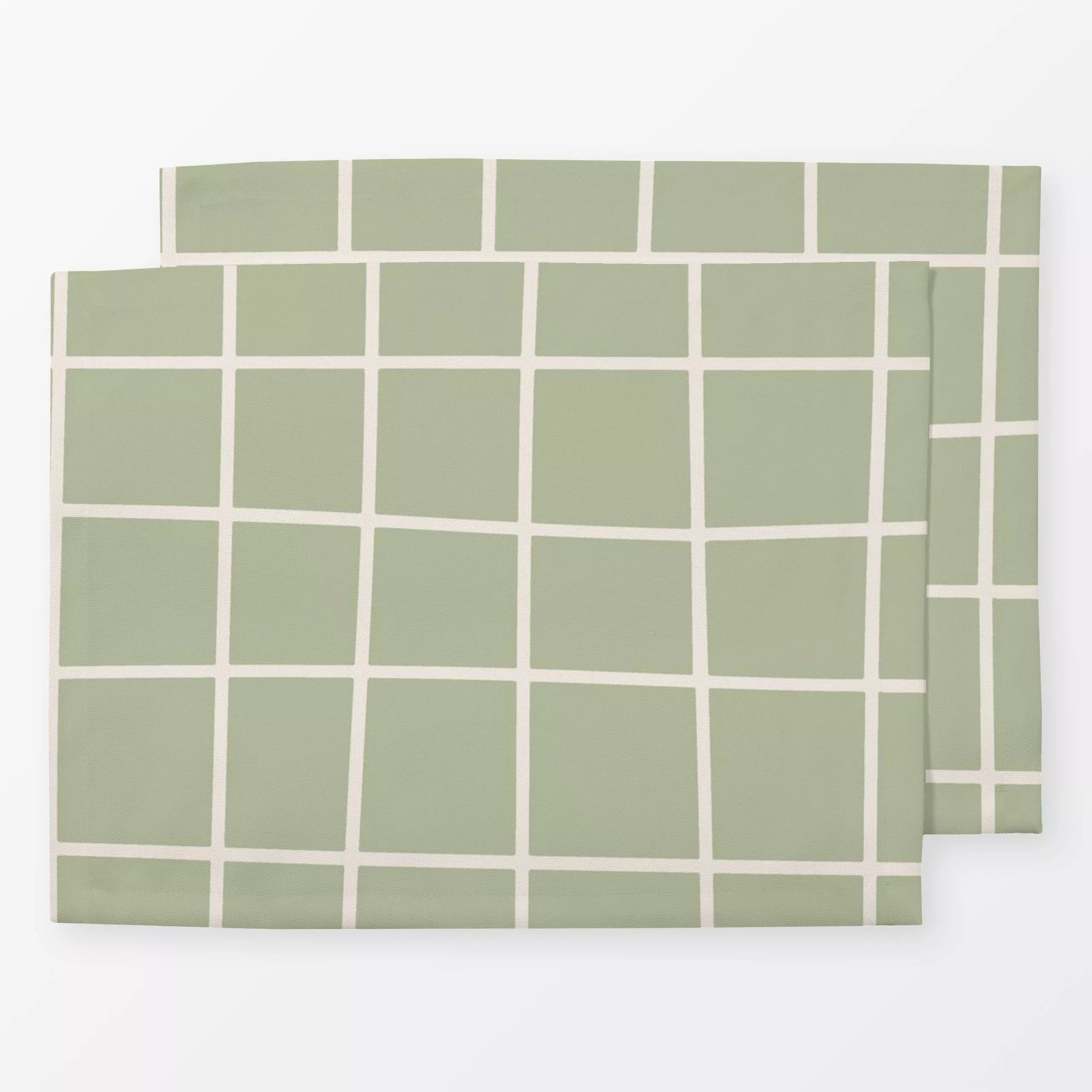 Tischset Wavy Check (olive) - Symbole & Muster - von „Verena Klöpper“; linie, Linien, Oliven, Karo, Line, checks, olive, oli...