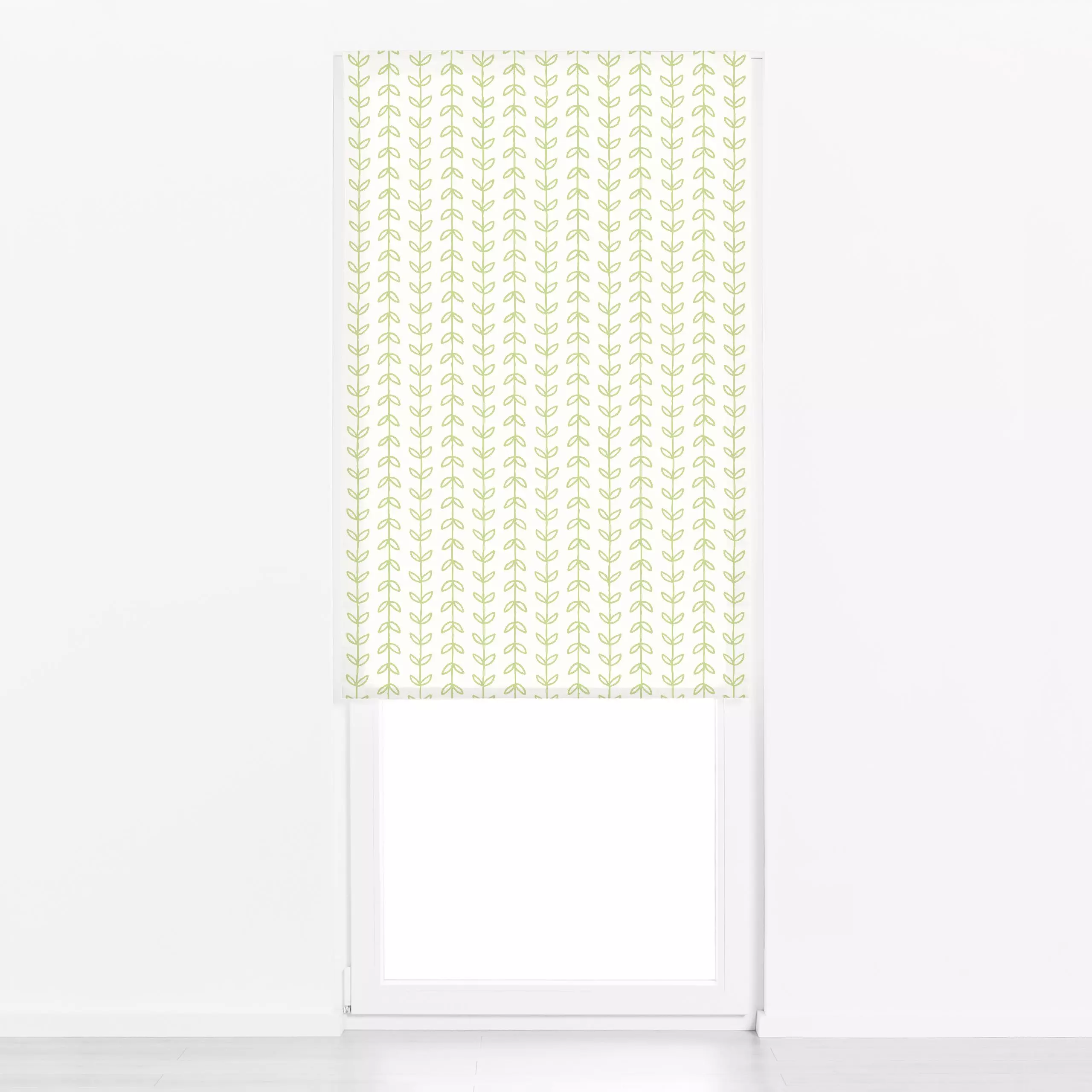 Raffrollo Tendril beige hellgrün - Blumen & Florales, Pflanzen & Botanik - von „Kathrin Woo"; Muster, minimal, Linien, abstr...