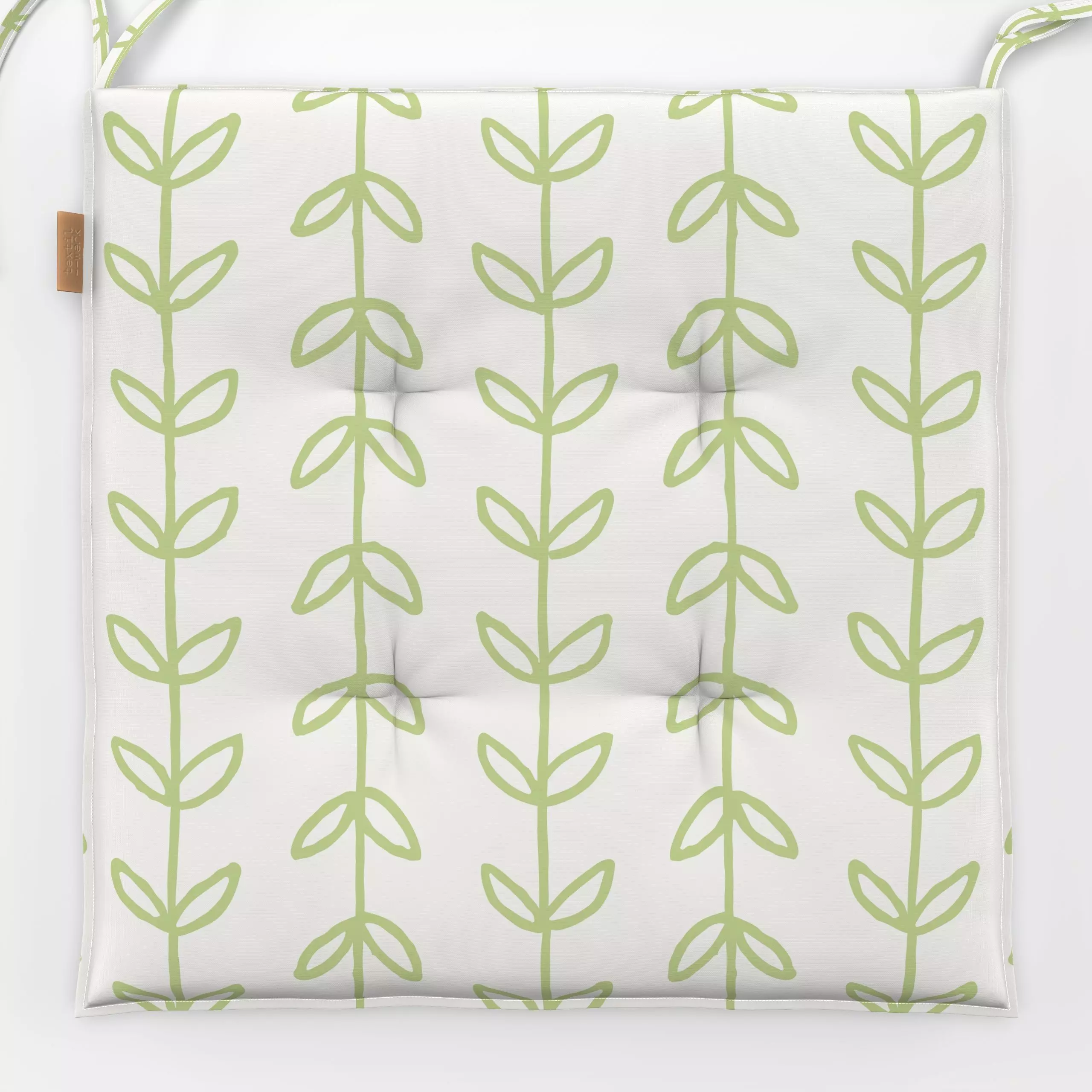 Sitzkissen Tendril beige hellgrün - Blumen & Florales, Pflanzen & Botanik - von „Kathrin Woo"; Muster, minimal, Linien, abst...