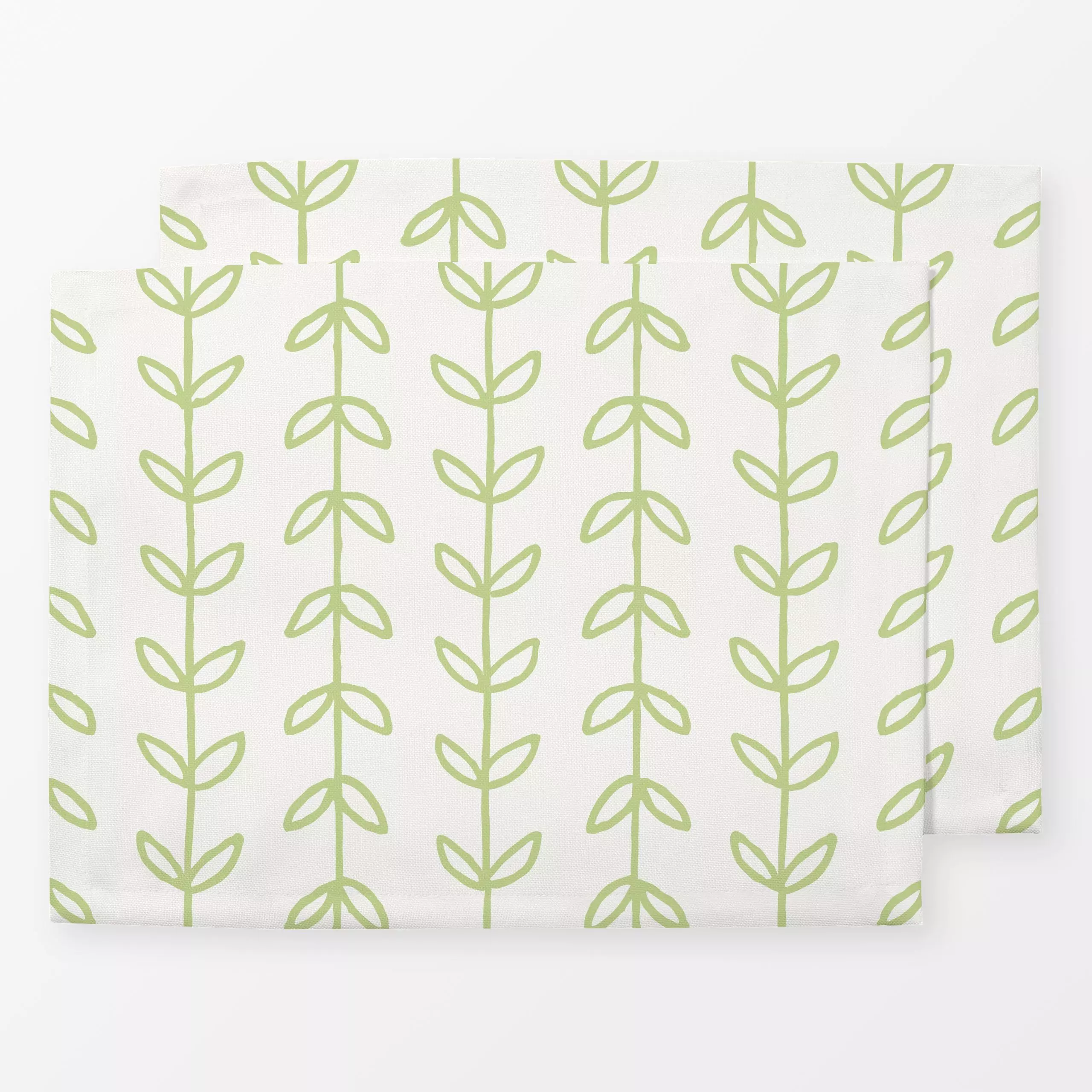 Tischset Tendril beige hellgrün - Blumen & Florales, Pflanzen & Botanik - von „Kathrin Woo"; Muster, minimal, Linien, abstra...