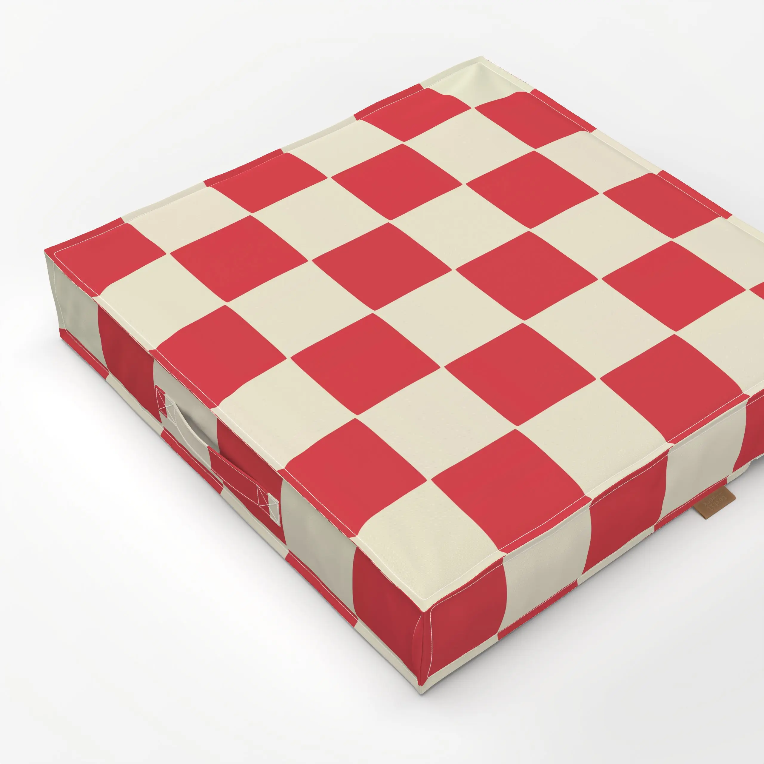Bodenkissen Kariert Red Beige - Sommer, Symbole & Muster - von „textilwerk"; Muster, Sommer, summer, pattern, Karos, Schachb...