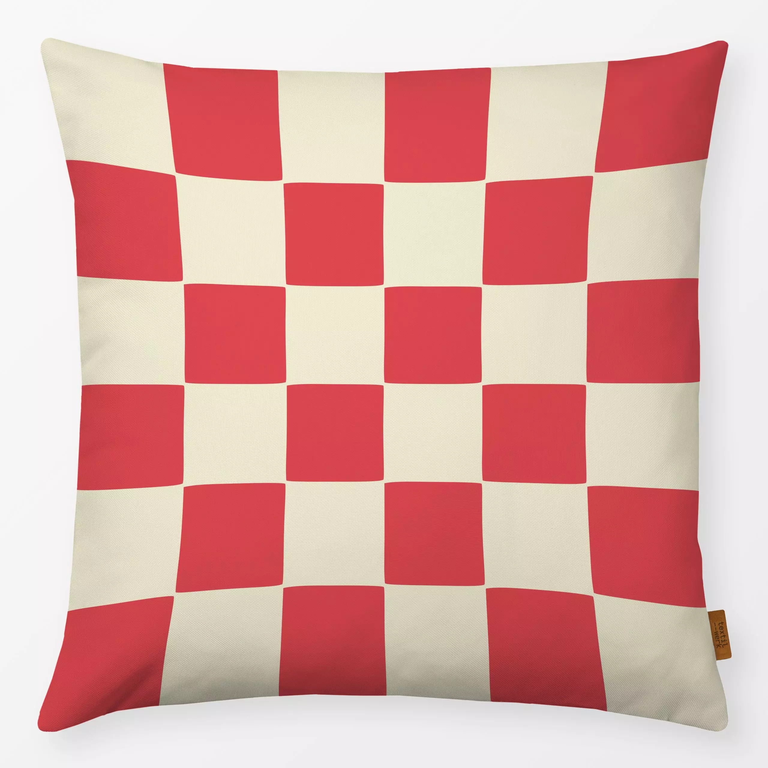 Kissen Kariert Red Beige - Sommer, Symbole & Muster - von „textilwerk"; Muster, Sommer, summer, pattern, Karos, Schachbrett,...