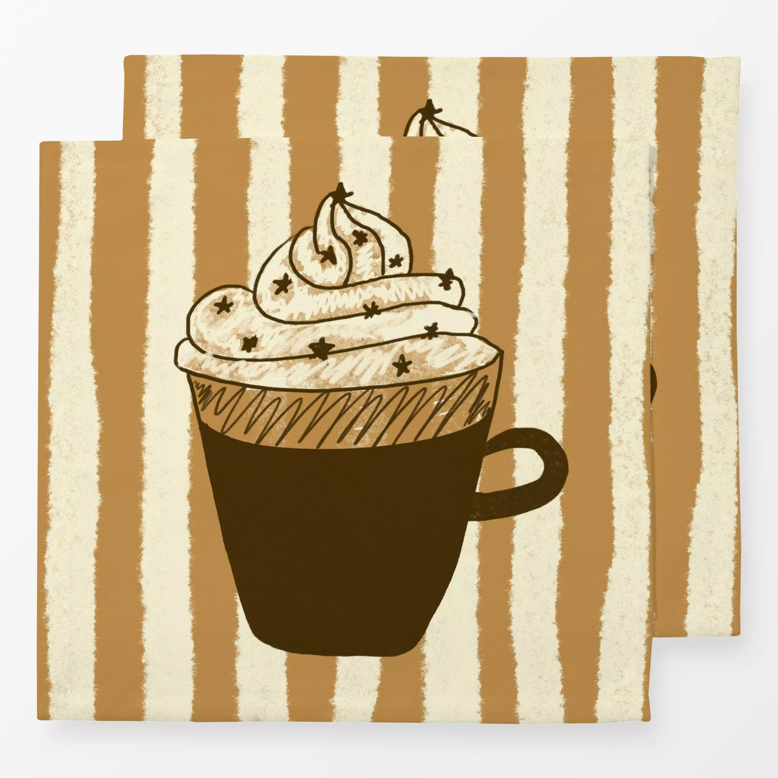 Servietten Kaffee mit Sahne - Herbst, Küche, Essen & Trinken, Retro & Vintage - von „Studio Dolci"; Streifen, Kaffee, gestre...