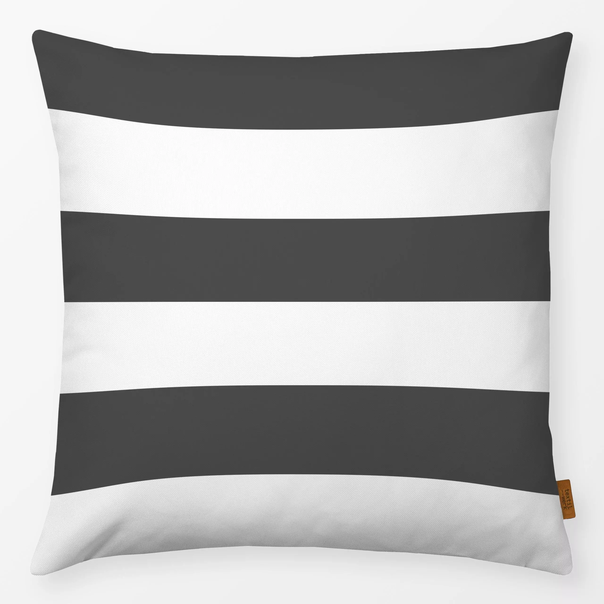 Kissen Grey and White Stripes - Symbole & Muster - von „Sara Maria“; schwarz, Streifen, Minimalismus, monochrom, stripes, sc...
