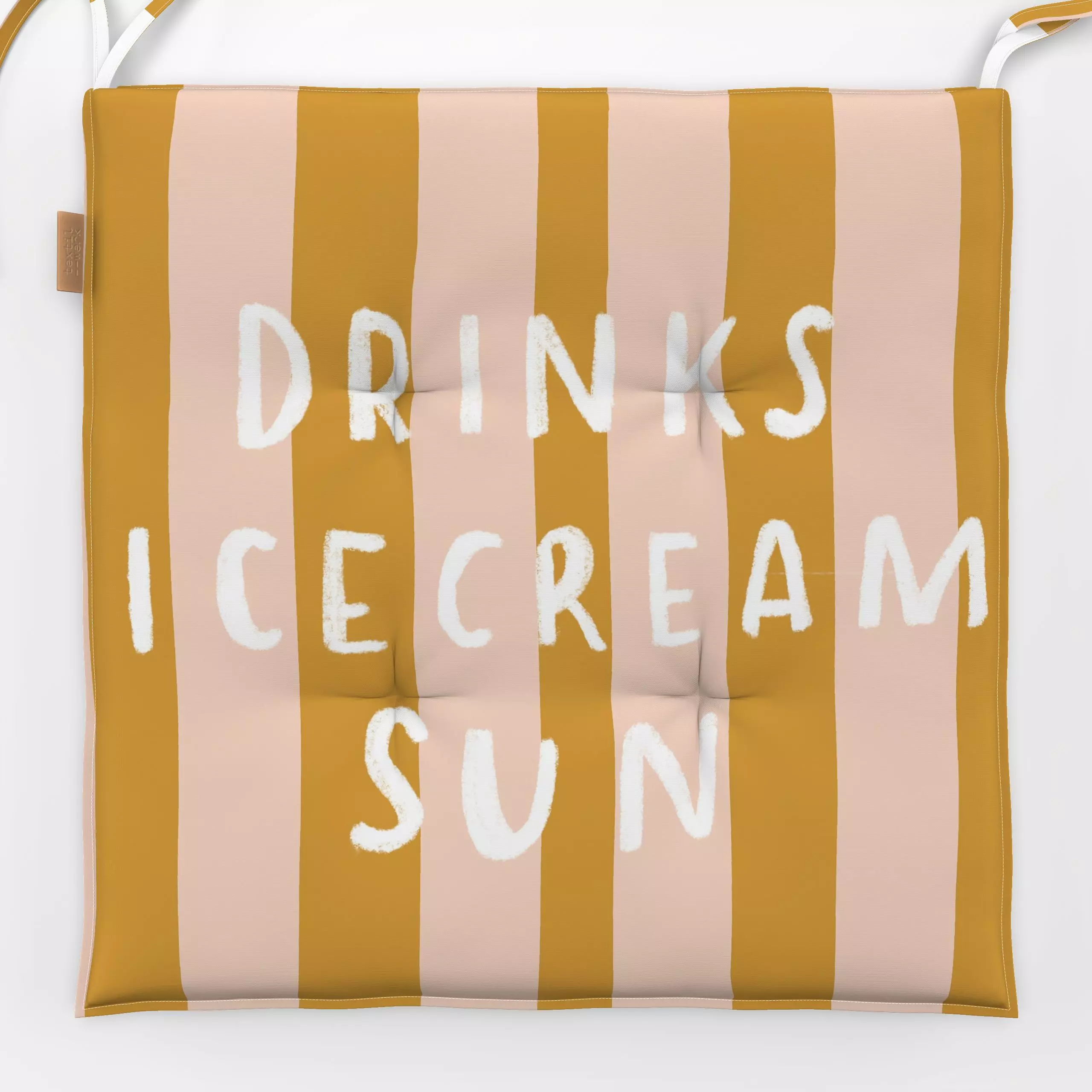 Sitzkissen Drinks Icecream Sun - Kinderzimmer & Motive für Kinder, Sommer - von „Lena Yokota"; Streifen, Sonne, Kinderzimmer...