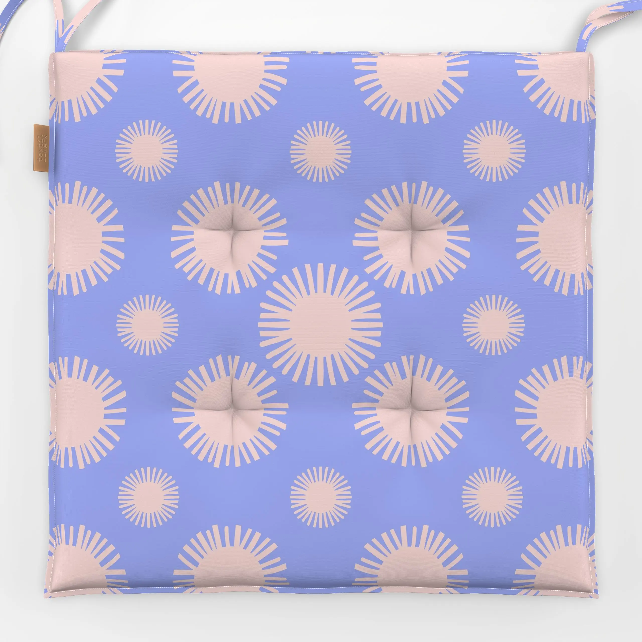 Sitzkissen Sunshine Muster Blau Hellrosa - Blumen & Florales, Sommer, Symbole & Muster - von „Monika Strigel"; kleingemuster...
