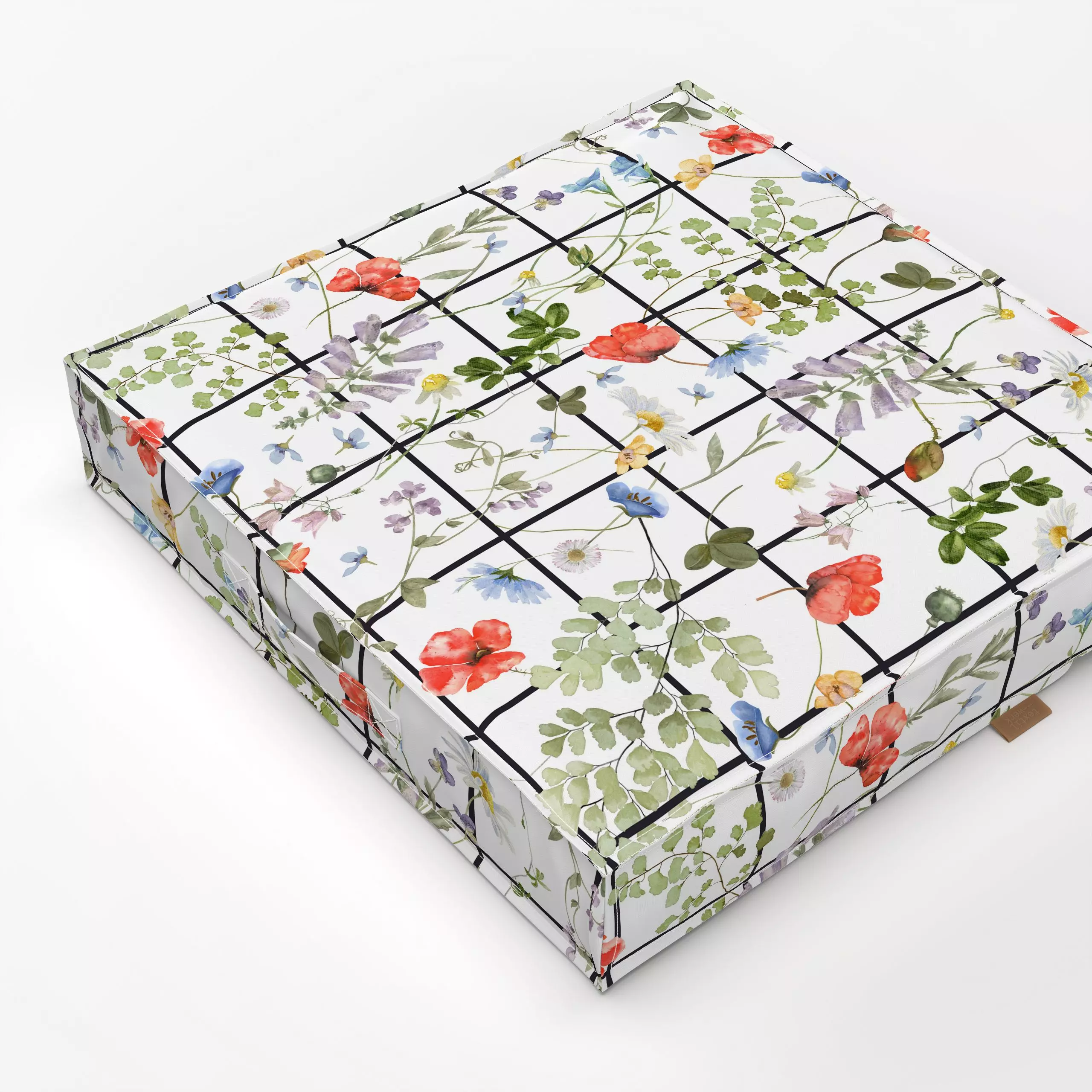 Bodenkissen Karo Blumenwiese - Blumen & Florales, Symbole & Muster - von „Uta Naumann"; boho, Blumen, Wildblumen, Sommerblum...