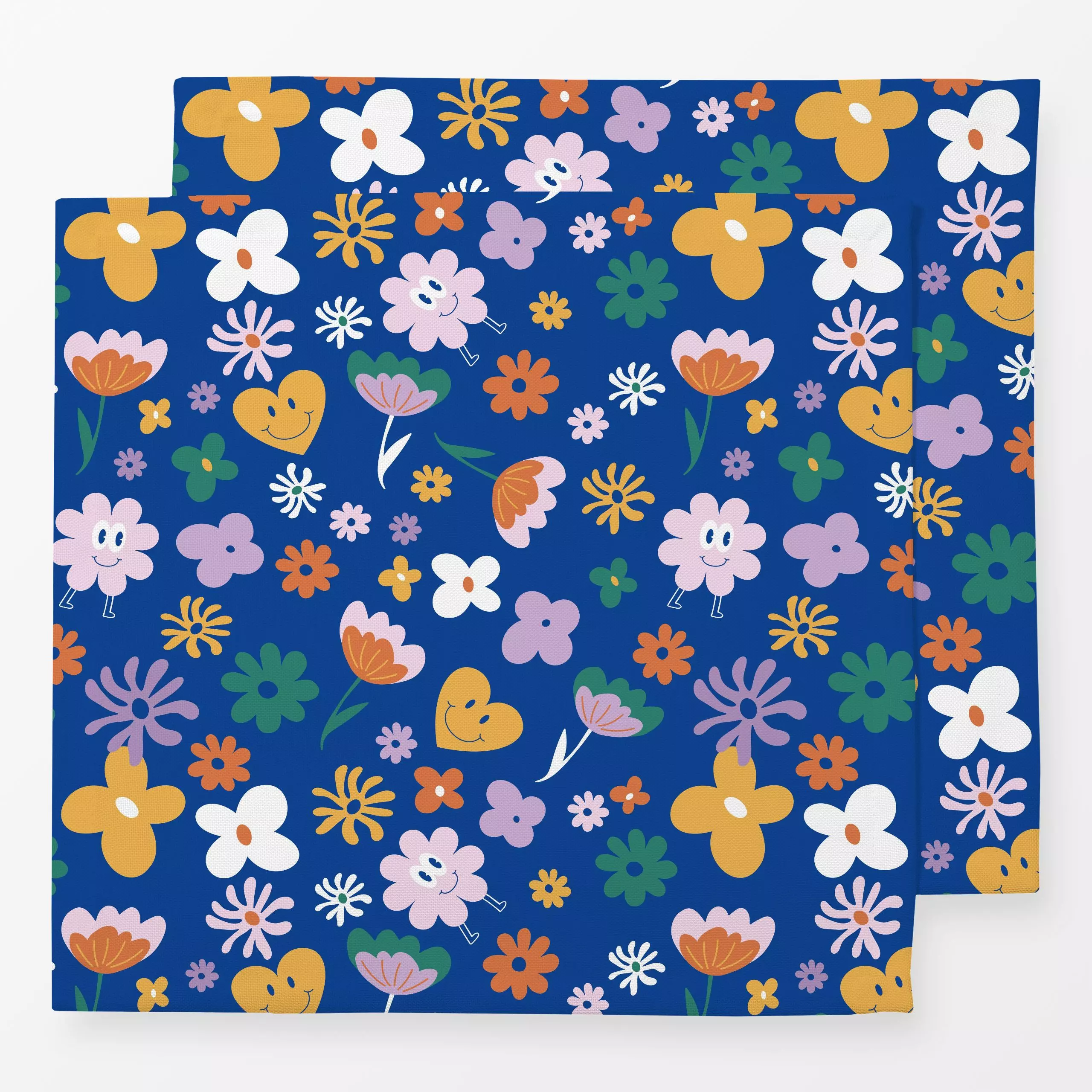 Servietten Smile Flower - Blumen & Florales, Symbole & Muster - von „Verena Klöpper"; Illustration, Blumen, Retro, vintage, ...