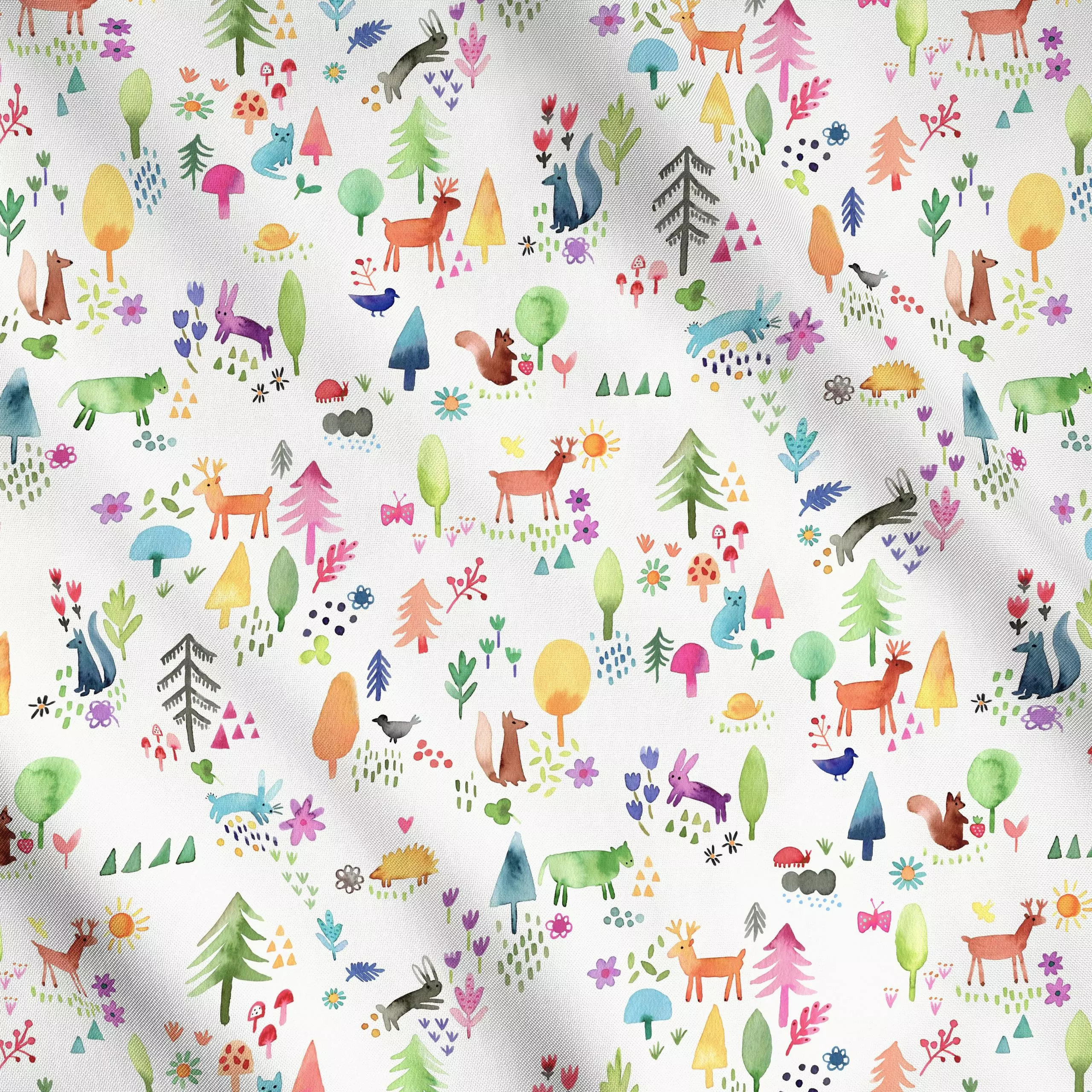 Meterware Tiere Waldland Herbst - Herbst, Kinderzimmer & Motive für Kinder, Natur & Landschaft - von „Ninola Design "; Kinde...