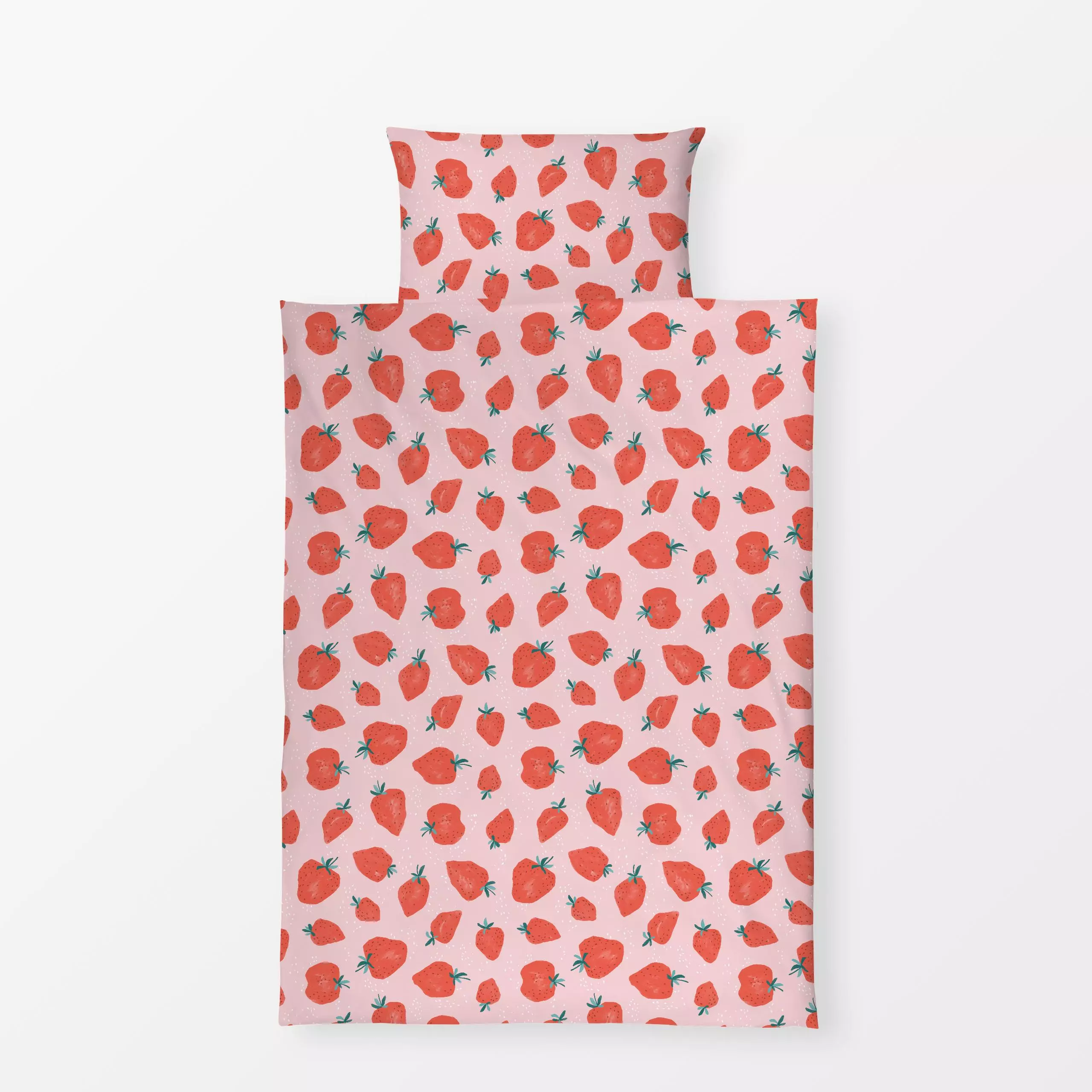 Bettwäsche Erdbeeren 1 - Sommer - von „Primus Pattern"; Obst, Wasserfarben, rosa, Erdbeeren, Früchte, strawberries, erdbeere