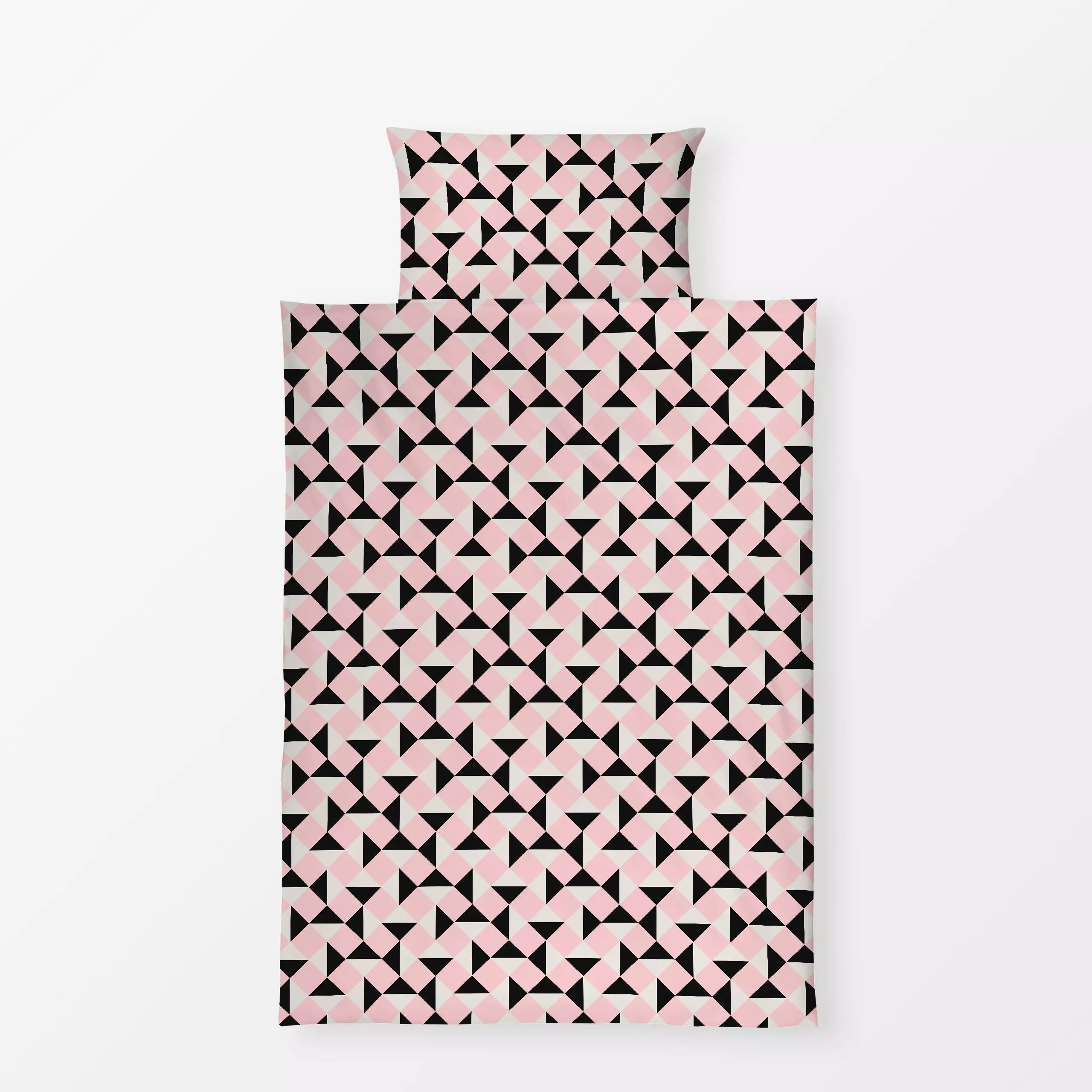 Bettwäsche Rauten Schwarz Rosa Creme - Symbole & Muster, Anlässe, Retro & Vintage - von „Studio Kesse"; rosa, Retro, Hochzei...
