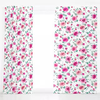 Dekovorhang Süße Sommer Rosen Teal Pink