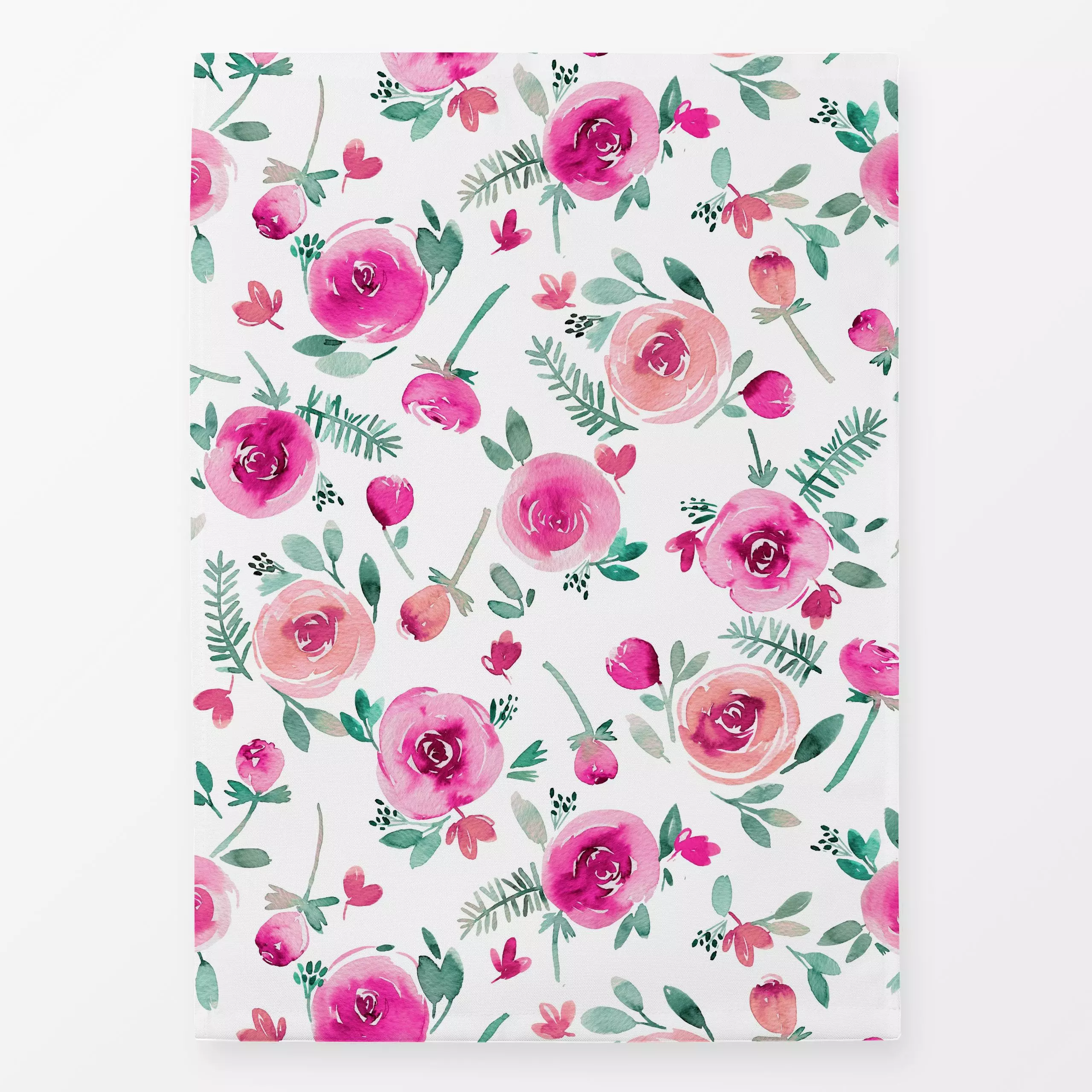 Geschirrtücher Süße Sommer Rosen Teal Pink - Blumen & Florales, Sommer - von „Ninola Design "; boho, Aquarell, Blumen, Rosen...