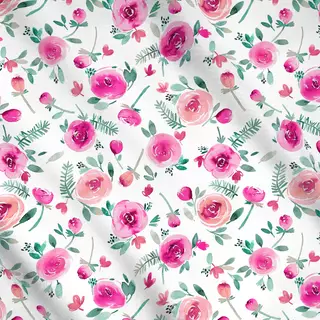 Meterware Süße Sommer Rosen Teal Pink
