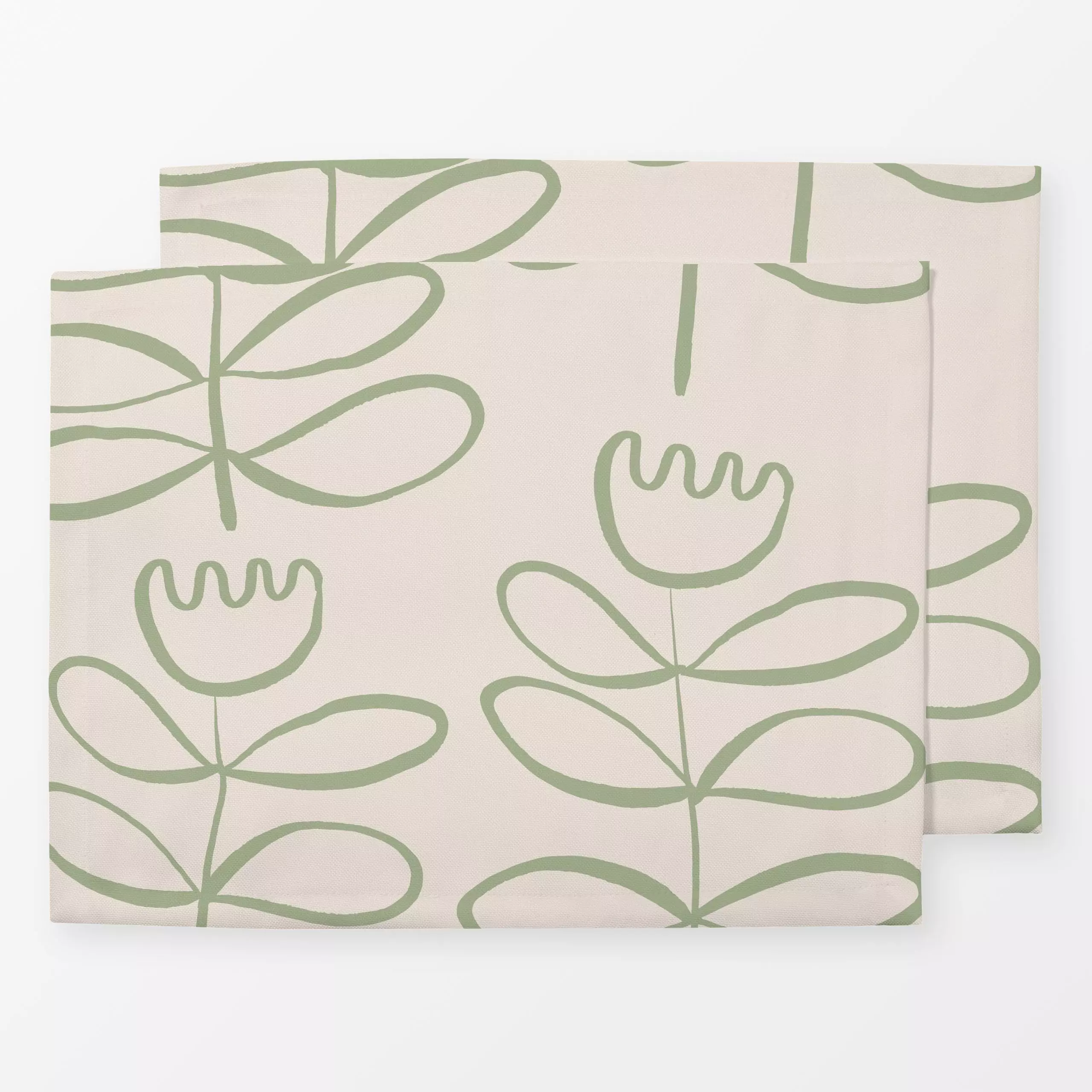 Tischset Abstract Tulip Green Beige - Frühling, Anlässe, Ostern - von „Kruth Design"; abstrakt, Blumen, Tulpen, modern, Oste...