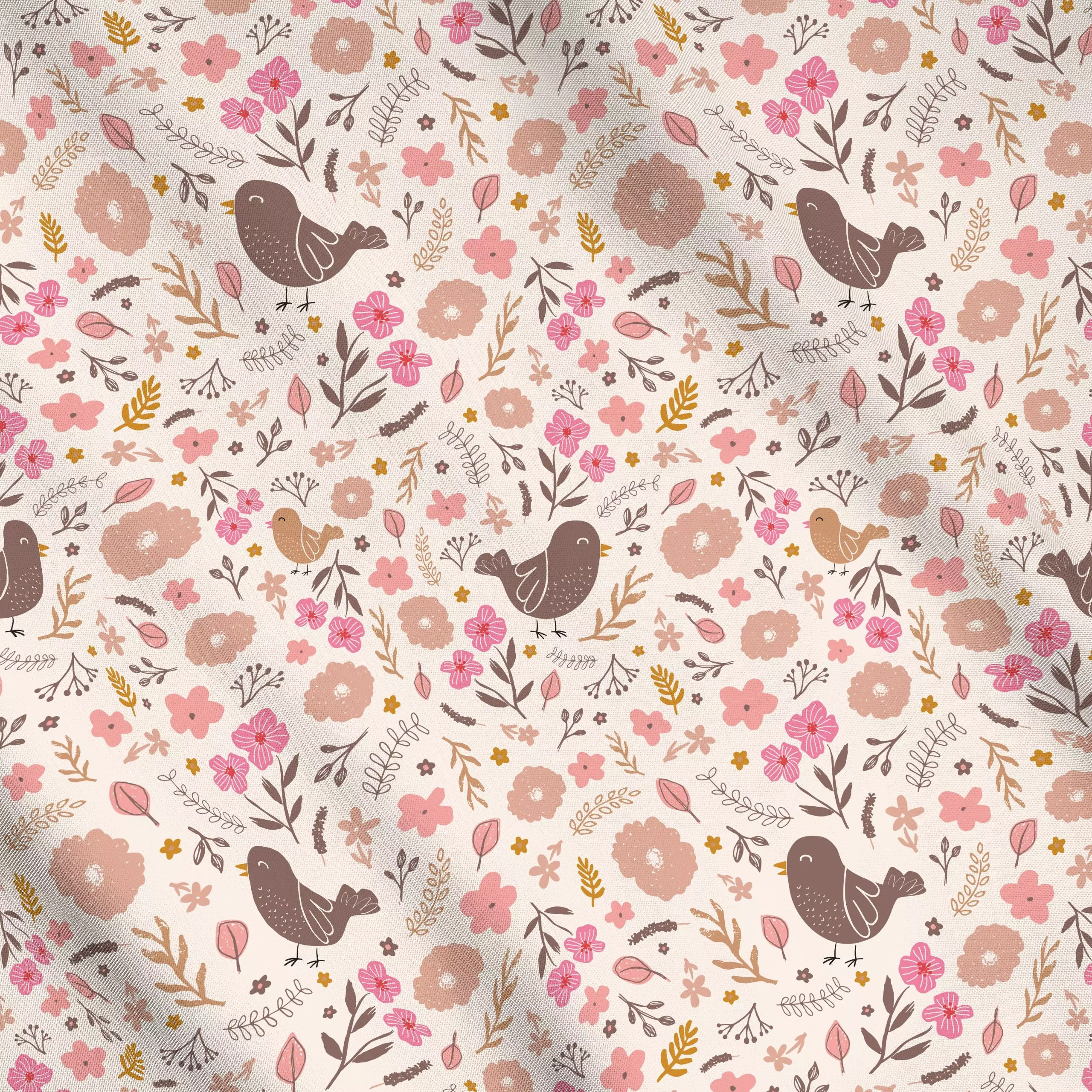 Meterware Birdy, Blumen, gemustert, Sommer, von Kathrin Woo