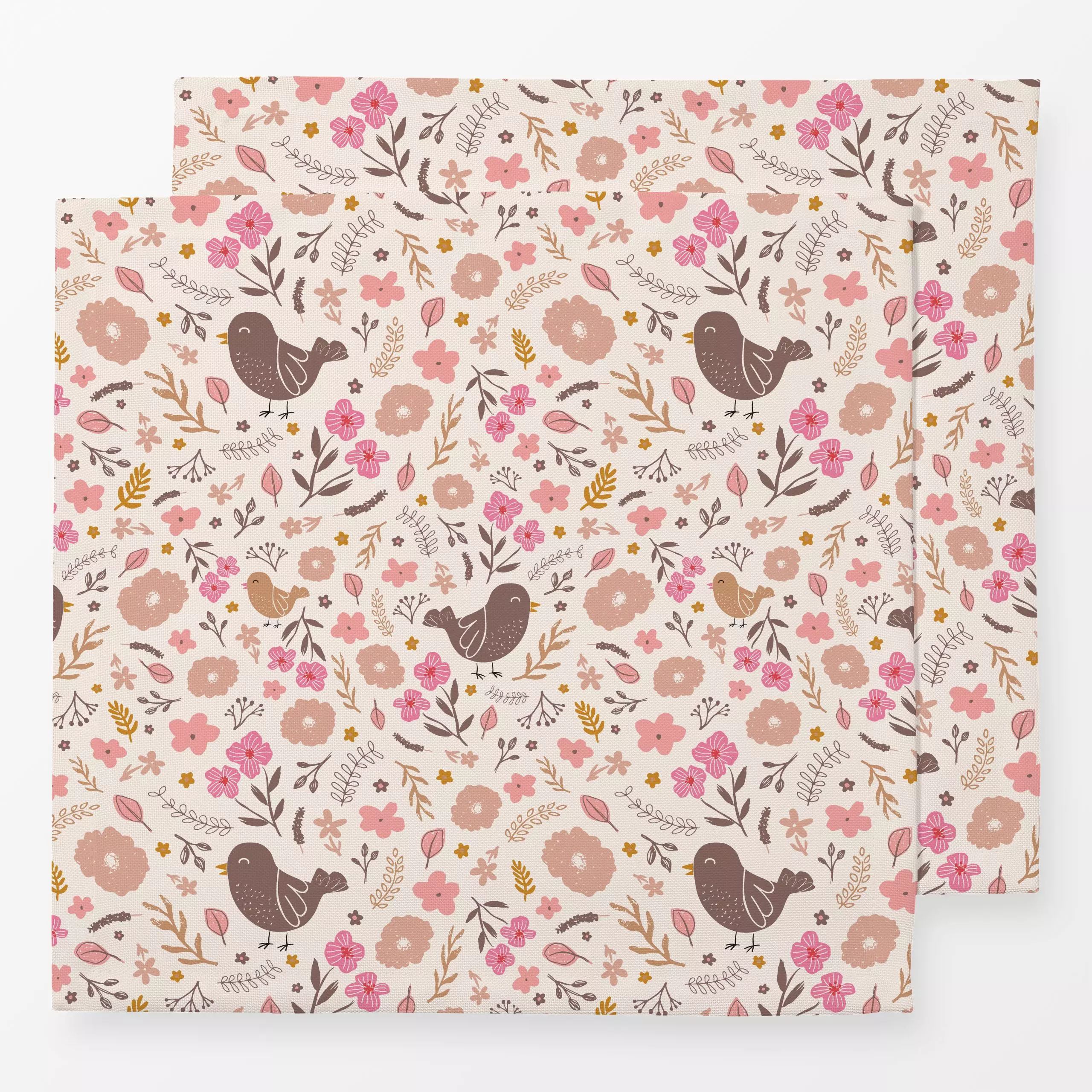 Servietten Birdy - Symbole & Muster - von „Kathrin Woo"; Muster, Blumen, Vogel, verspielt, landhaus, Blumenmuster, Landhauss...