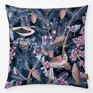 Kissen Birds In Blue Winter Forest