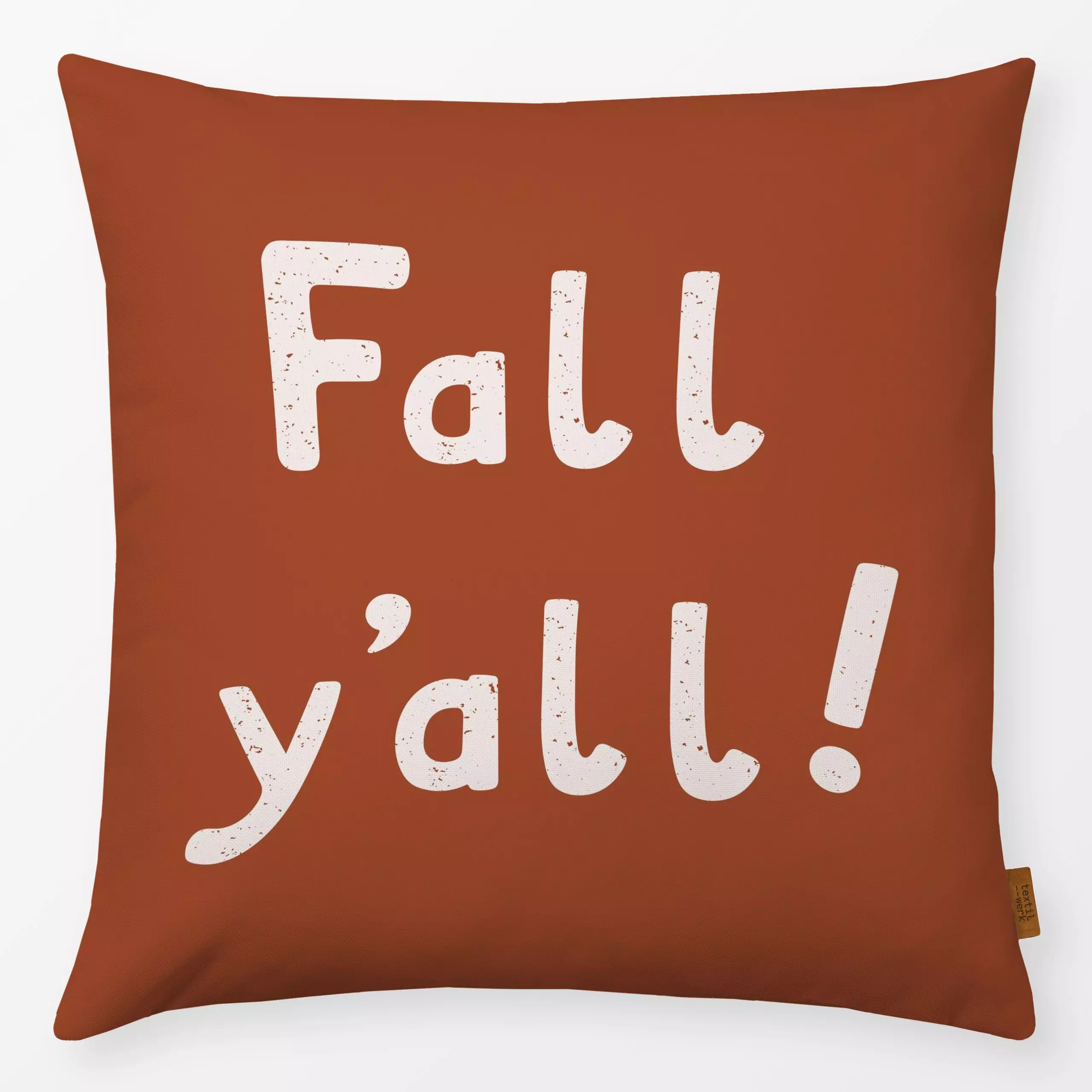Kissen Fall y'all Boho Braun - Herbst, Sprüche & Schriftzüge - von „Kathrin Woo"; boho, modern, Spruchkissen, Herbstdeko, Le...